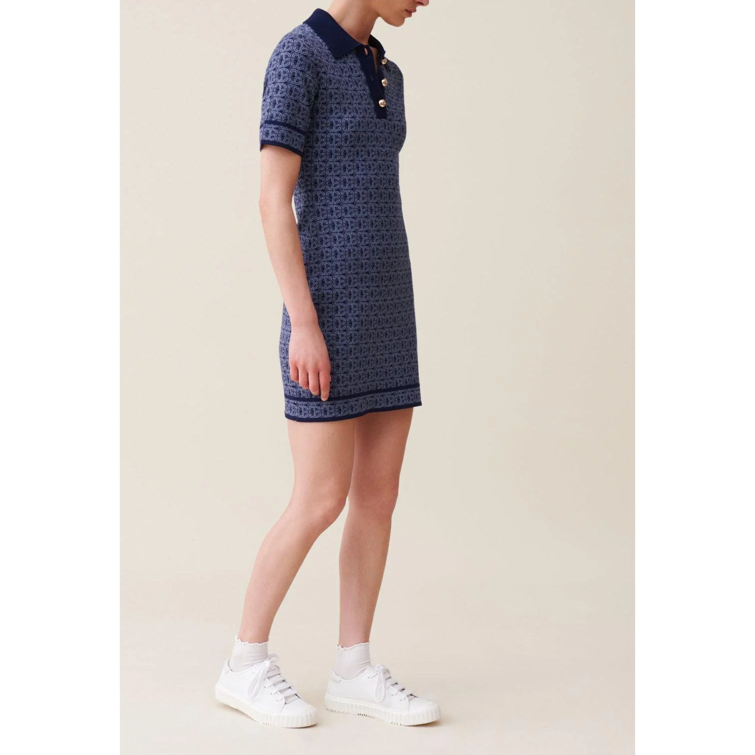 Robe Courte Monogramme Marine - Image 3