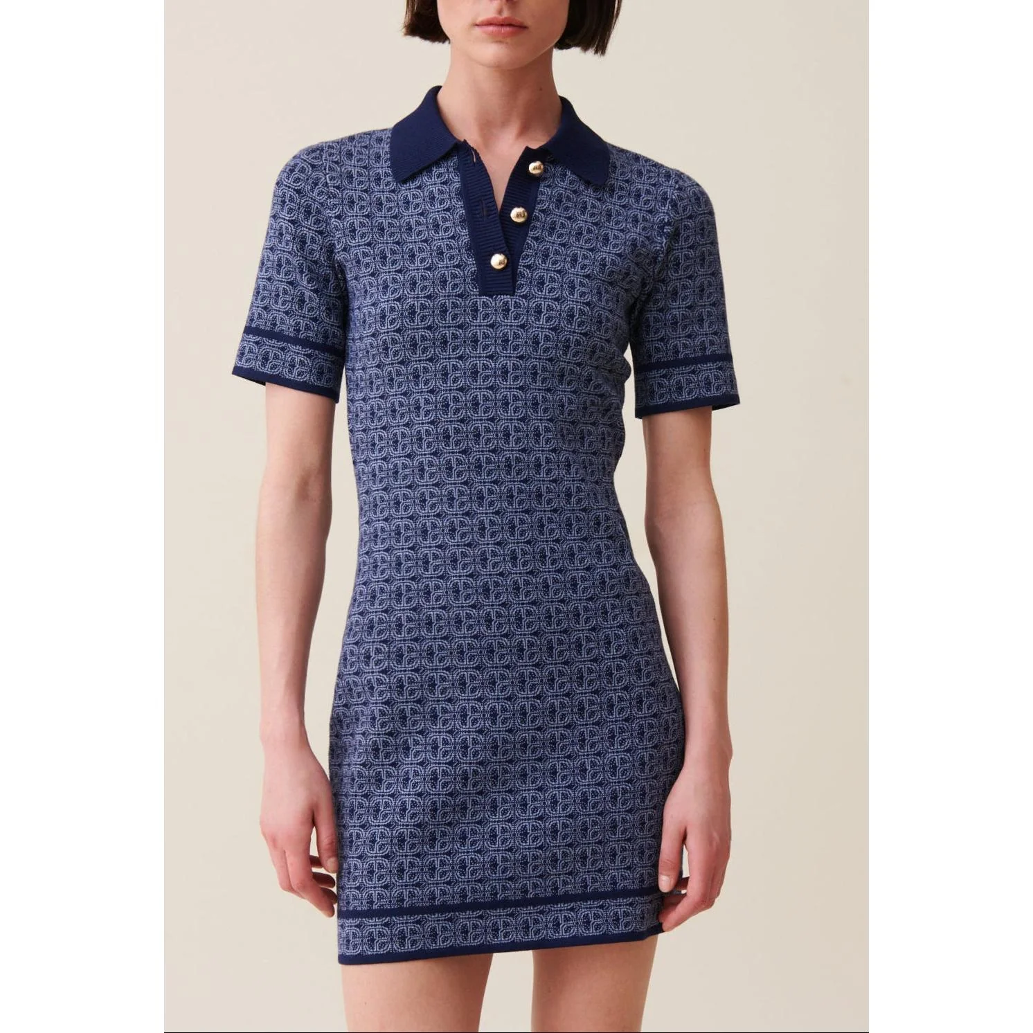 Robe Courte Monogramme Marine - Image 4