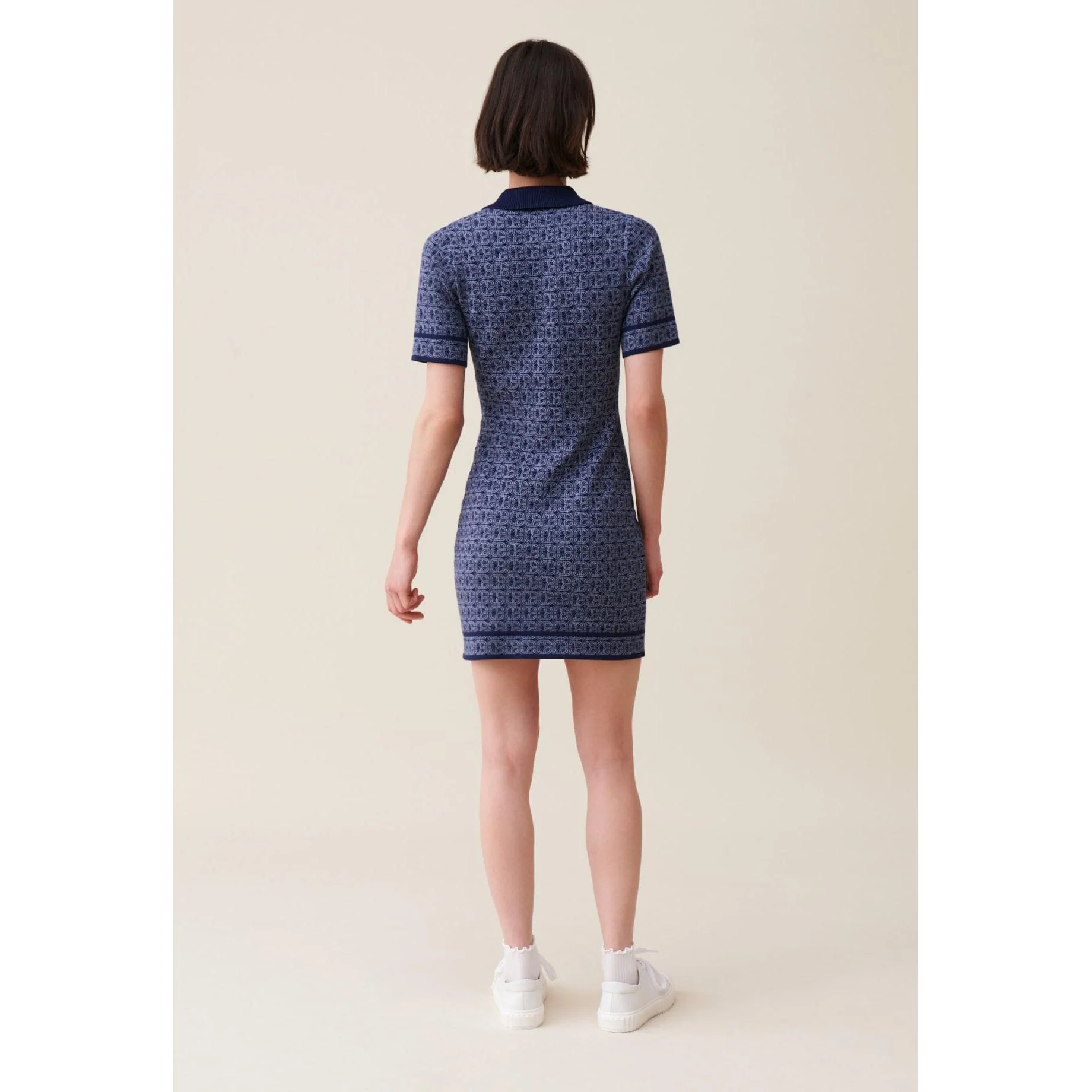 Robe Courte Monogramme Marine - Image 5