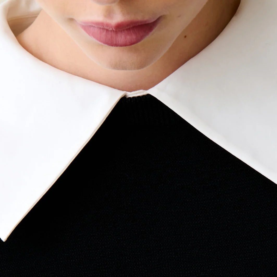 Robe Maille Noir Col Amovible - Image 2
