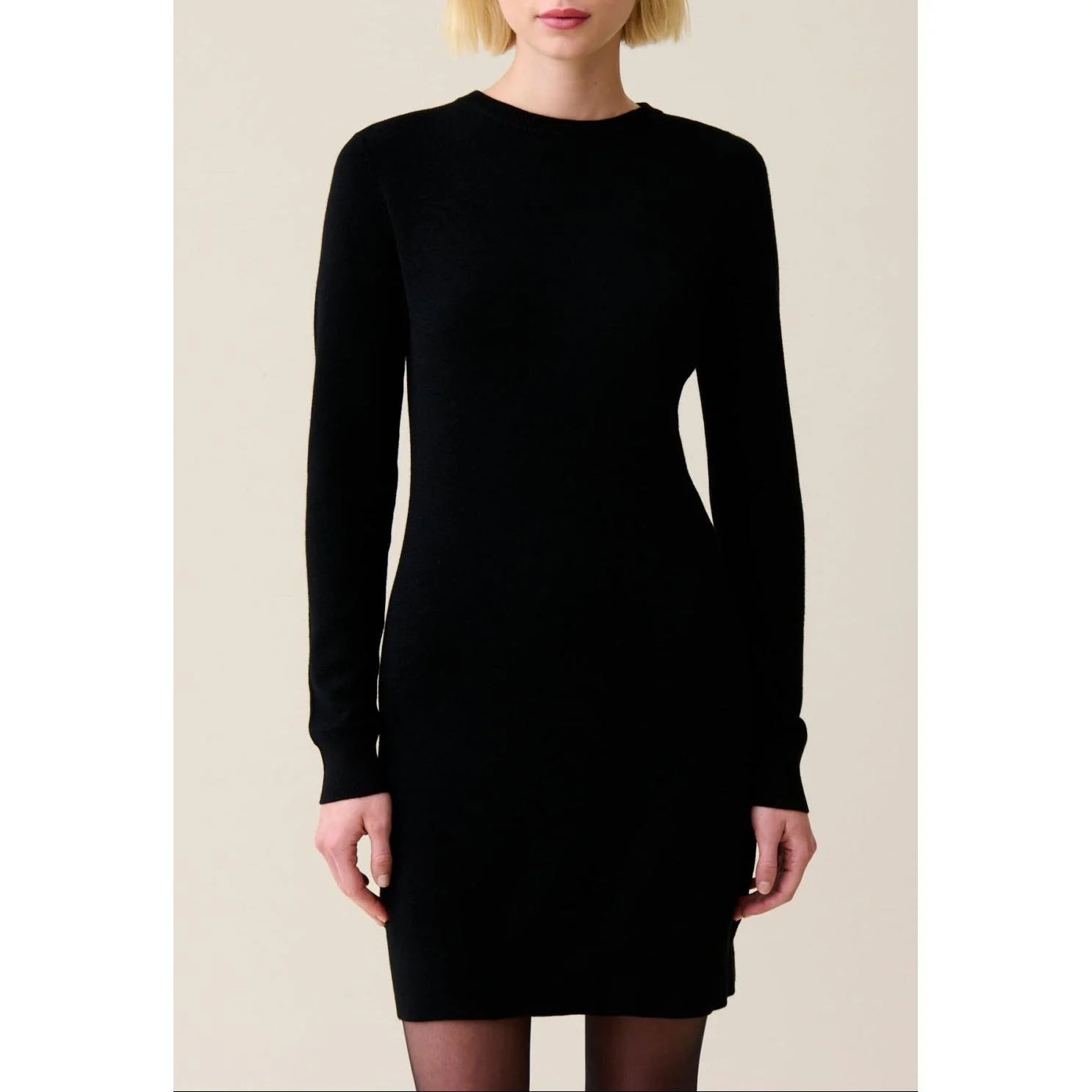 Robe Maille Noir Col Amovible - Image 4