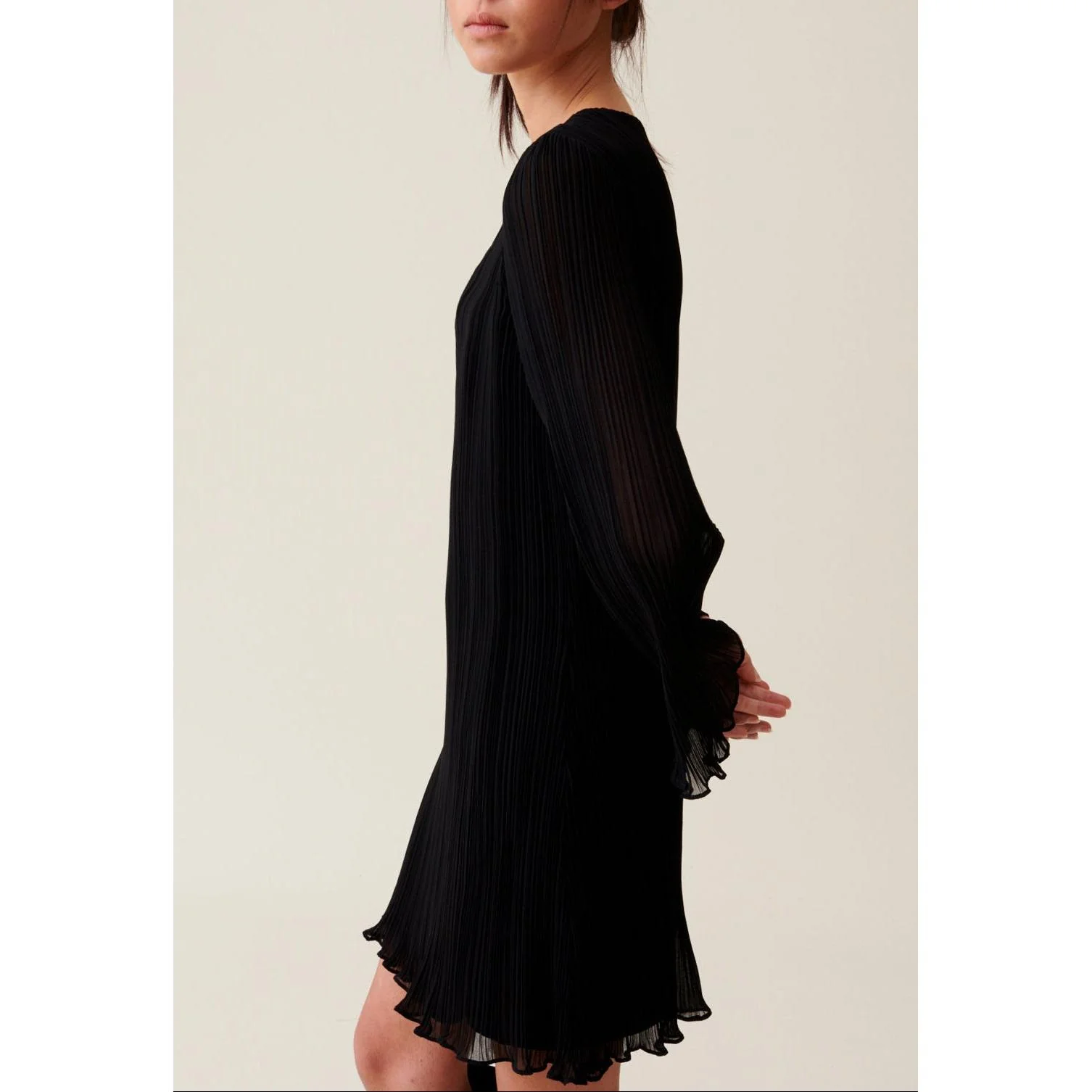 Robe Courte Plissée Manches Longues - Image 2