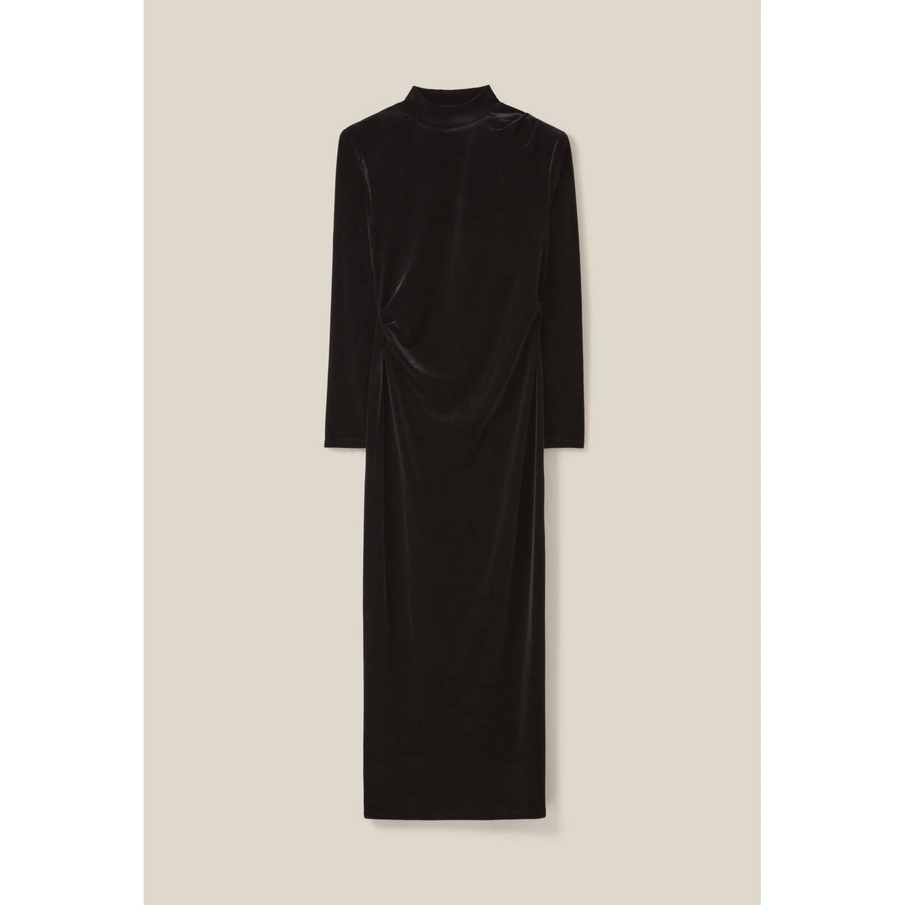 Robe Longue Cintrée Velours Noir - Image 6