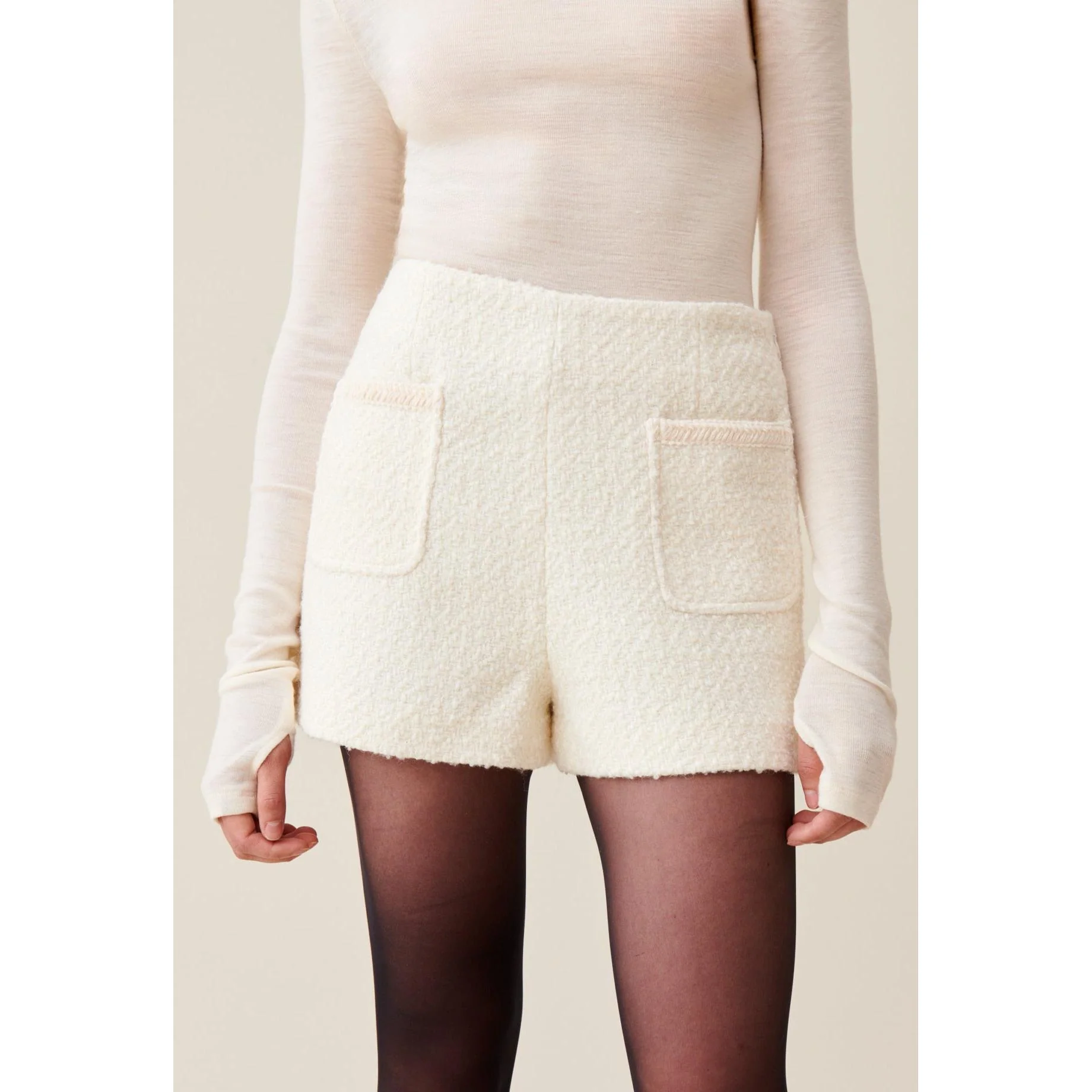 Short En Tweed Ivoire - Image 3