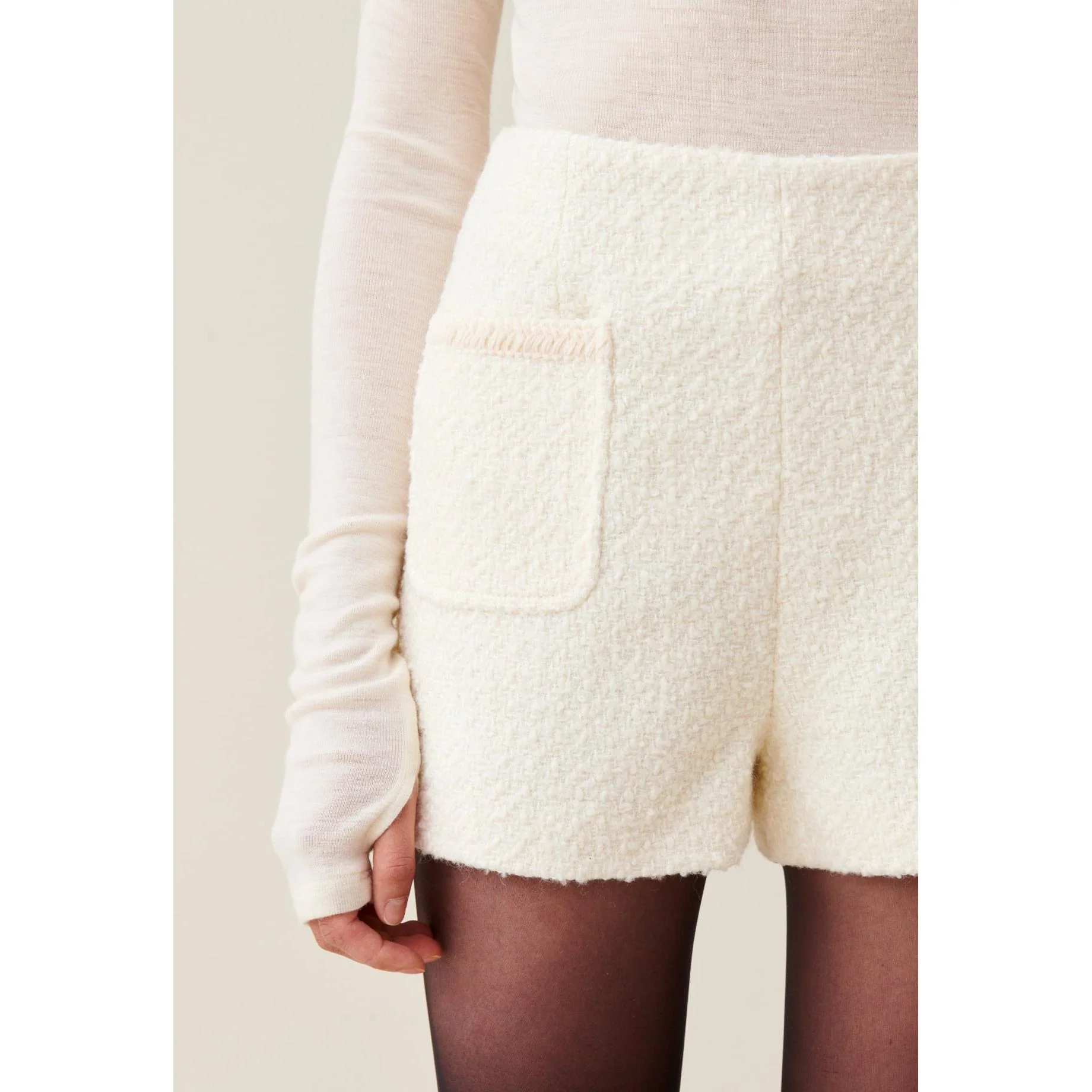 Short En Tweed Ivoire - Image 5