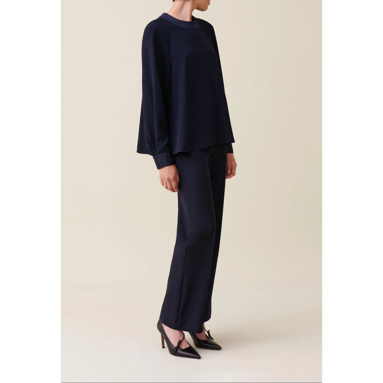 Blouse Fluide Ceinturée Marine - Image 2