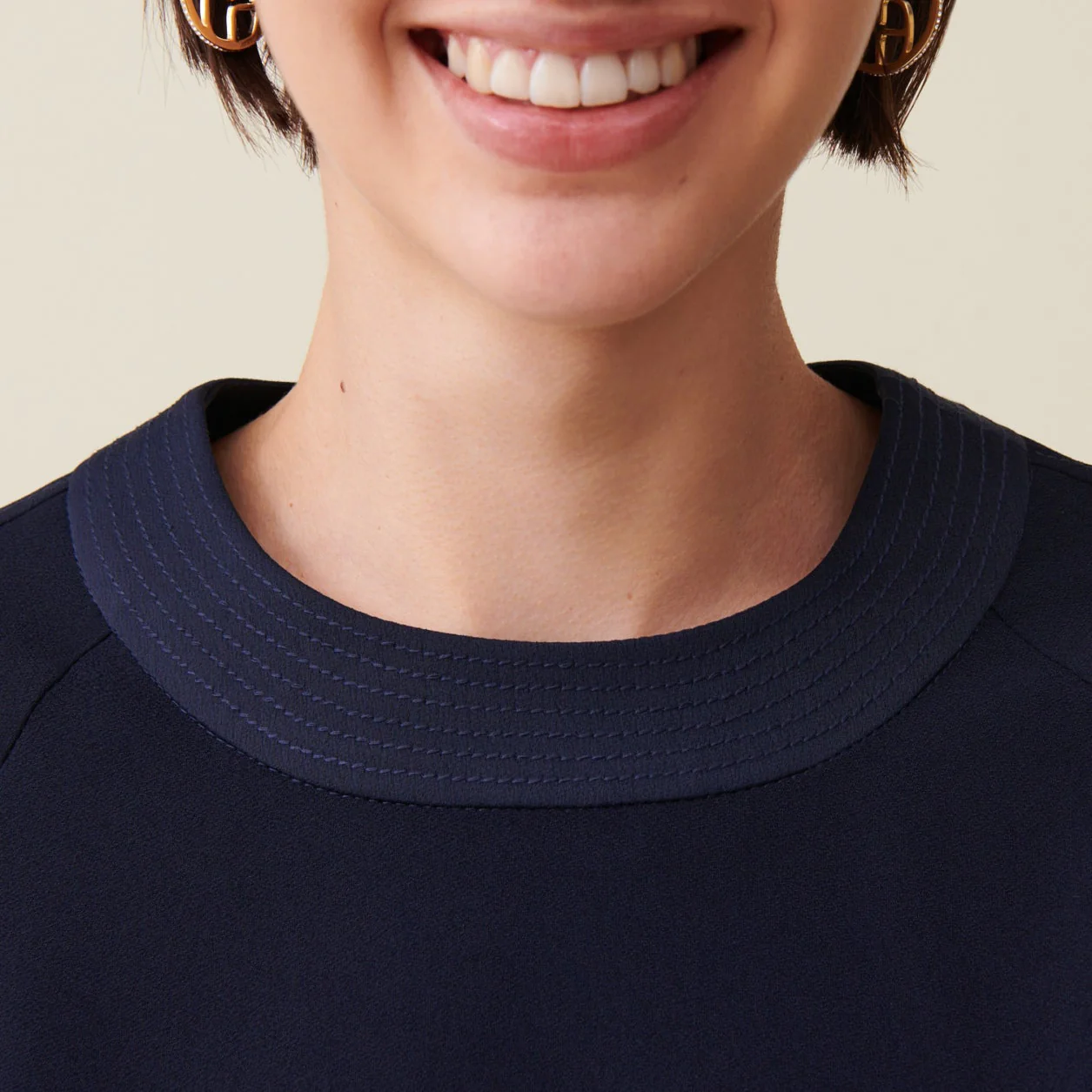 Blouse Fluide Ceinturée Marine - Image 5
