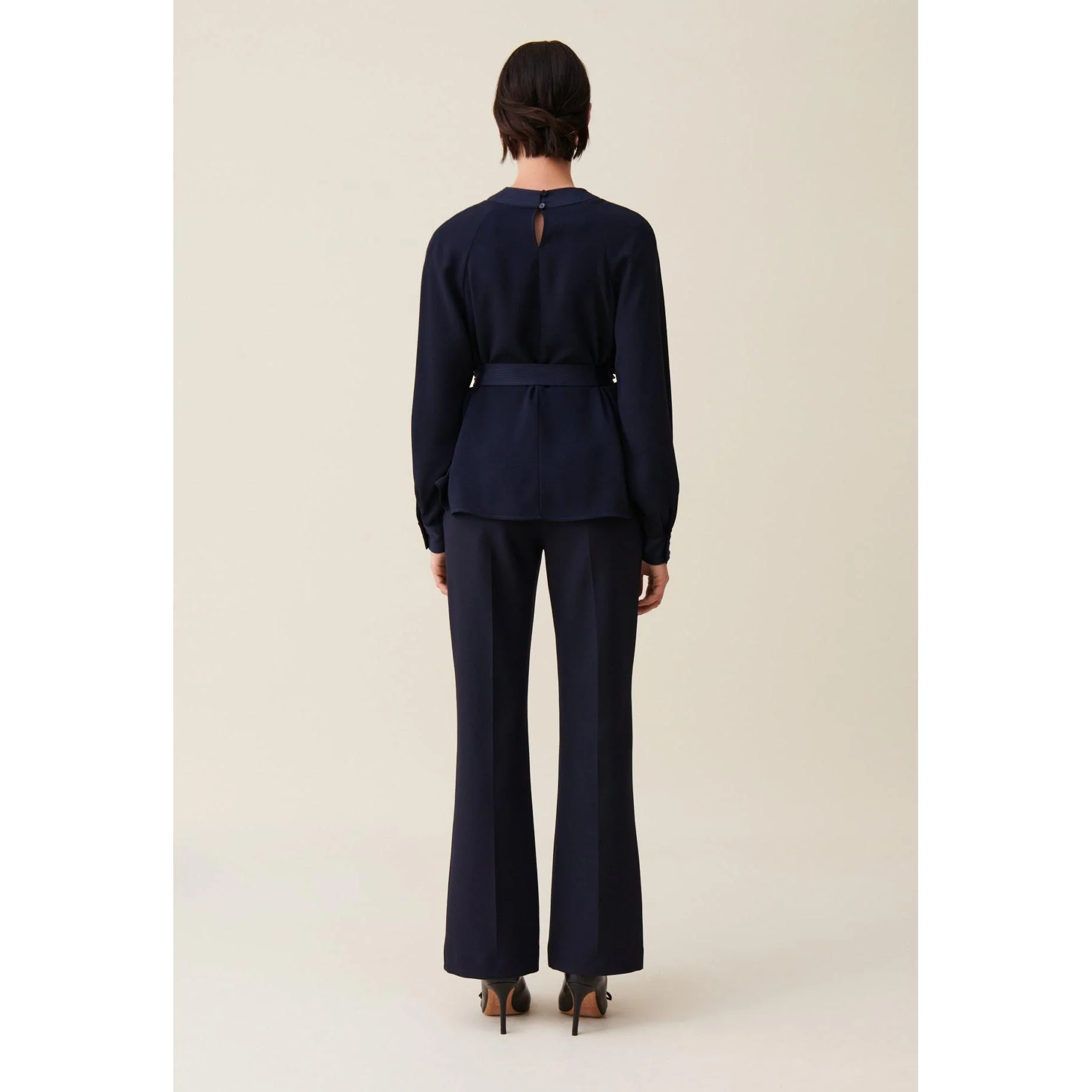 Blouse Fluide Ceinturée Marine - Image 6