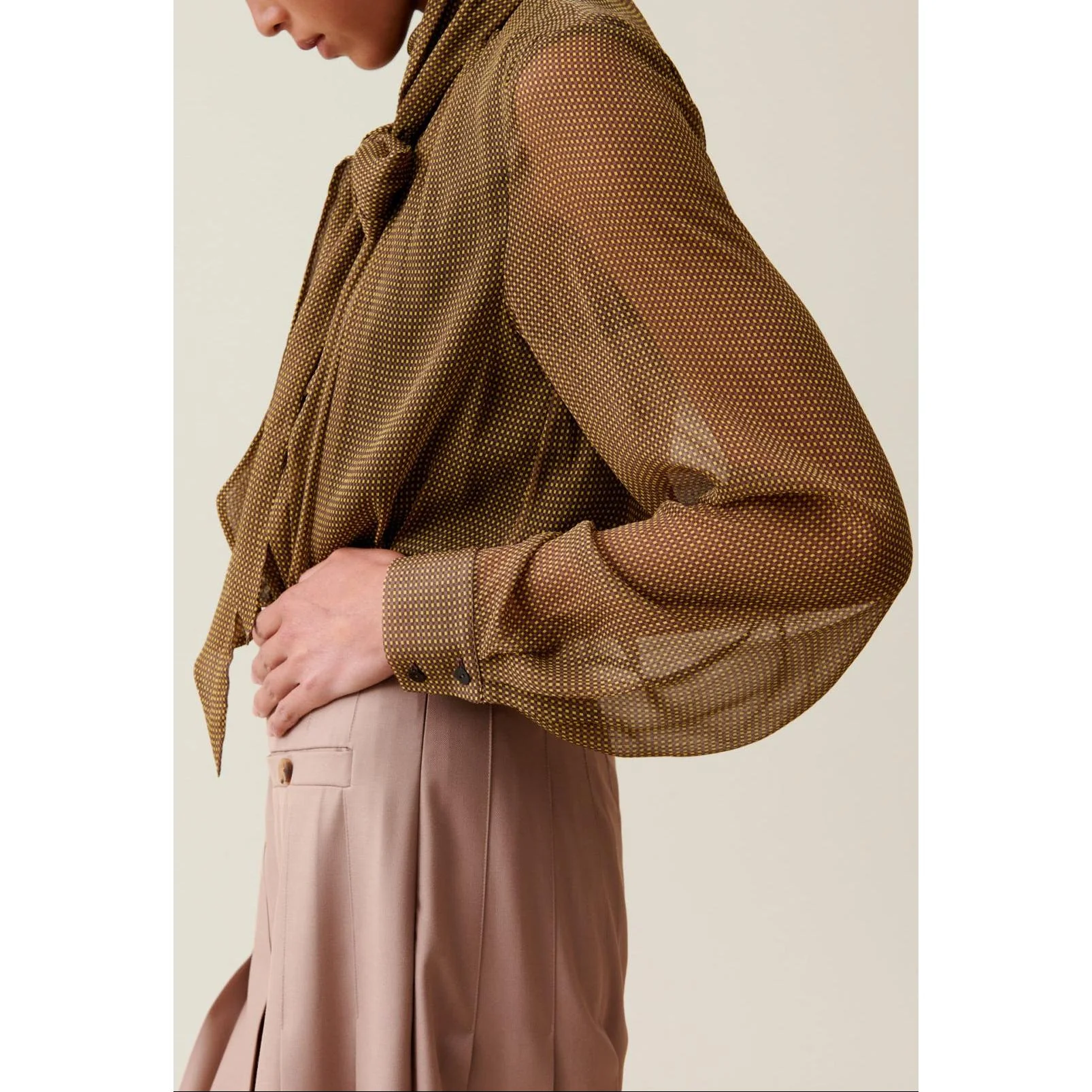 Blouse Lavallière Carreaux Fluide - Image 3