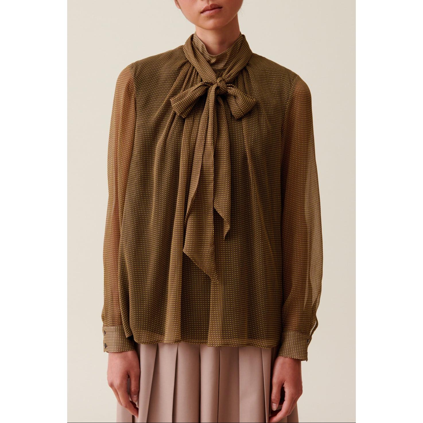 Blouse Lavallière Carreaux Fluide - Image 4