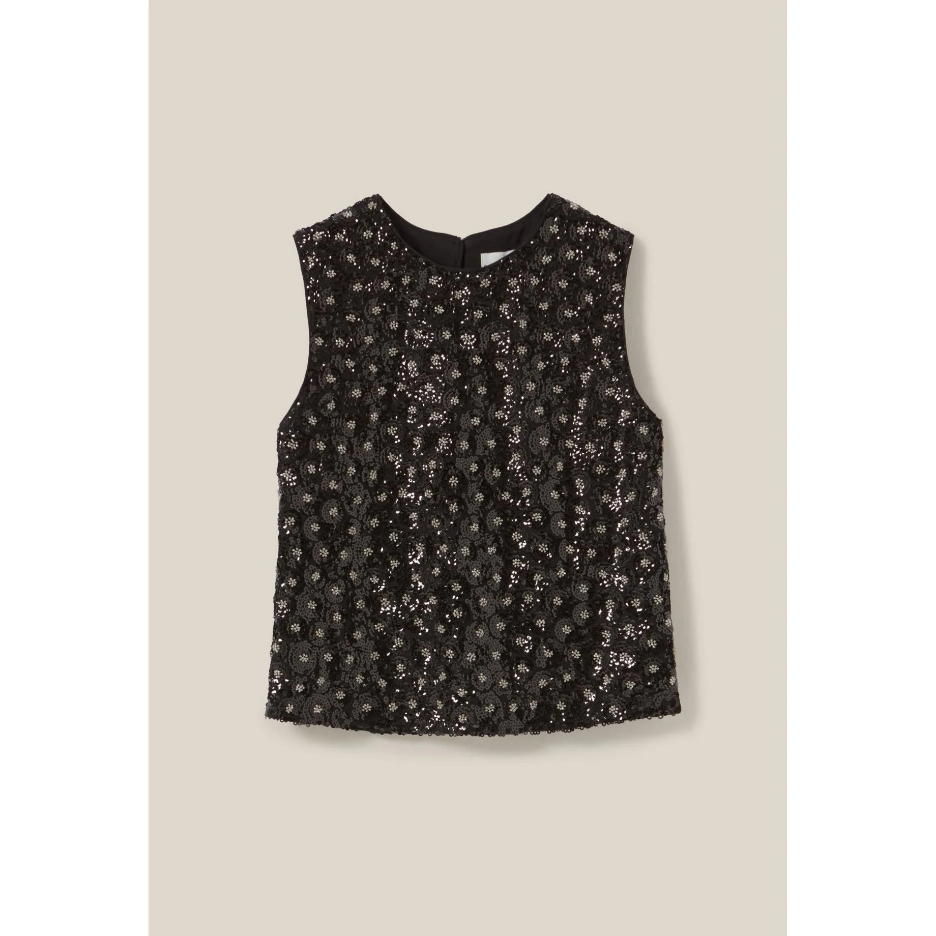 Top Noir Sequins Brodés Dos Ouvert - Image 6