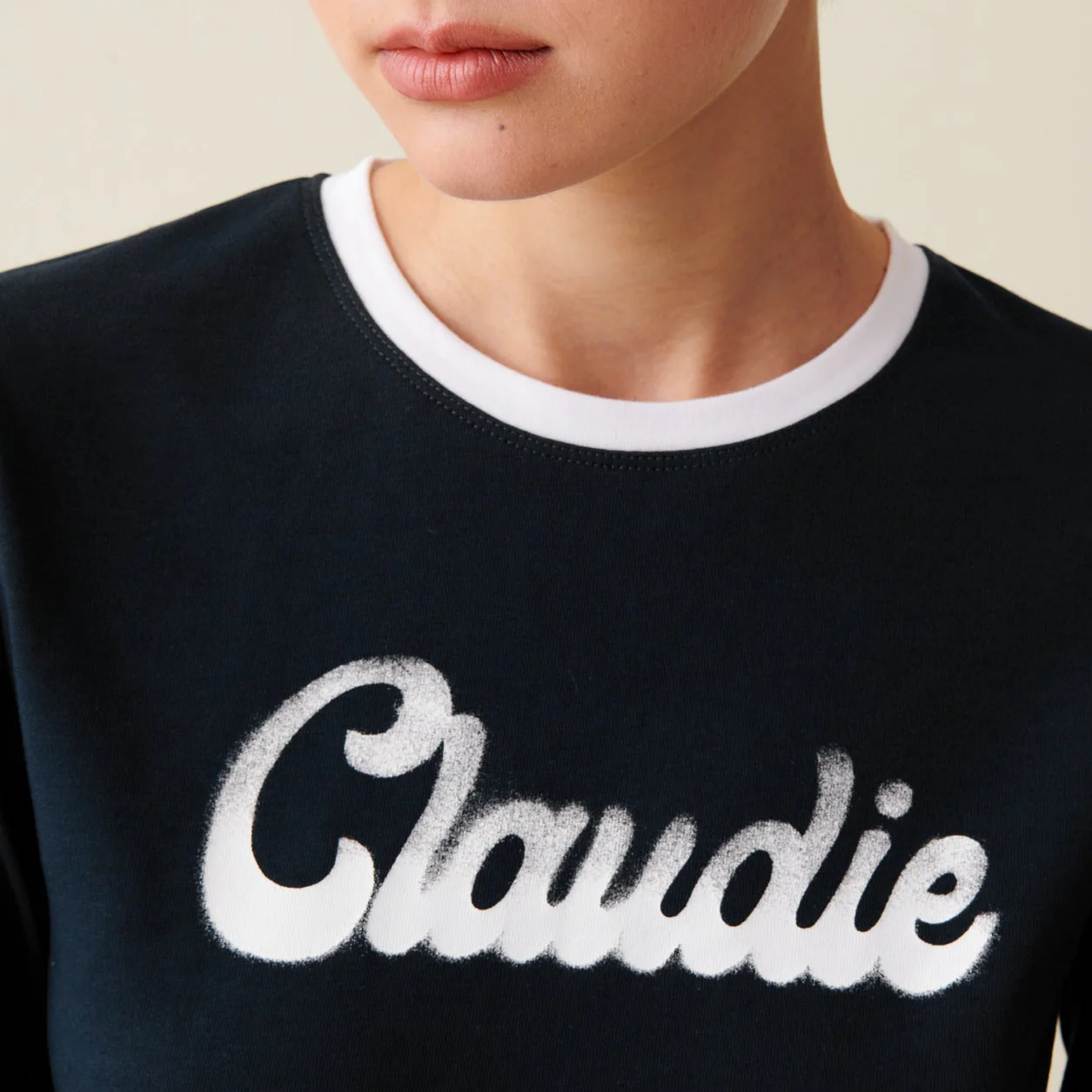 T-Shirt Coton Manches Longues Noir - Image 3