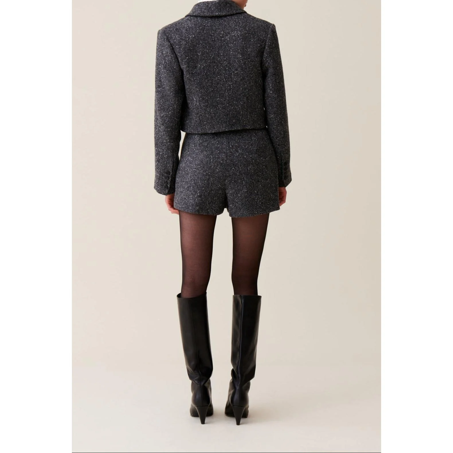 Veste Tweed Gris Laine Mélangée - Image 5