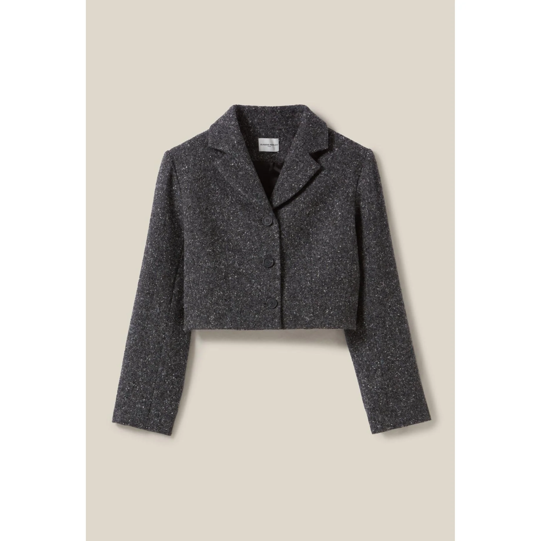 Veste Tweed Gris Laine Mélangée - Image 6
