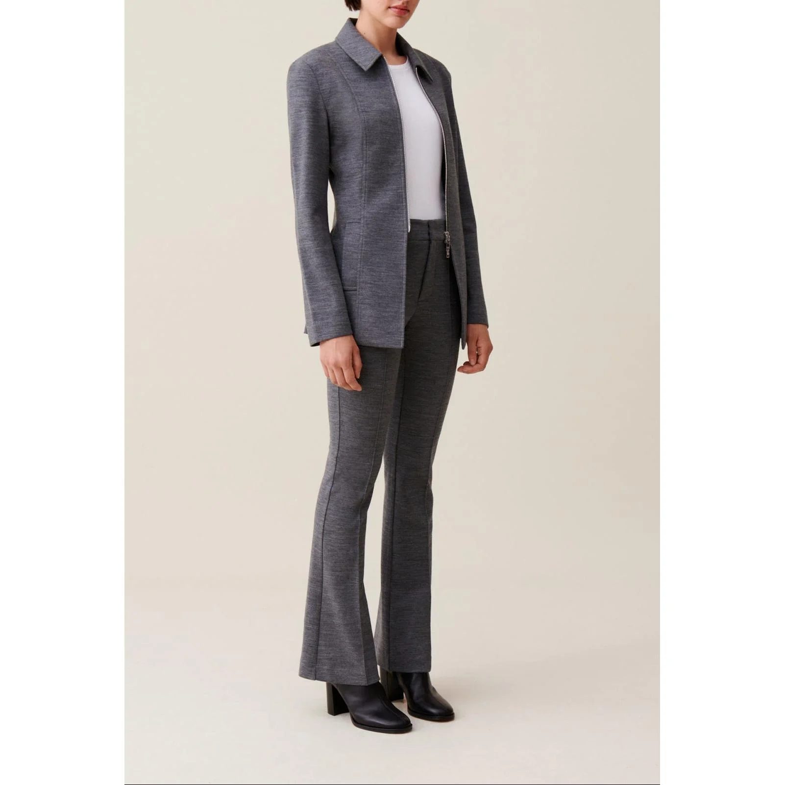 Veste Cintrée Zippée Grise - Image 2