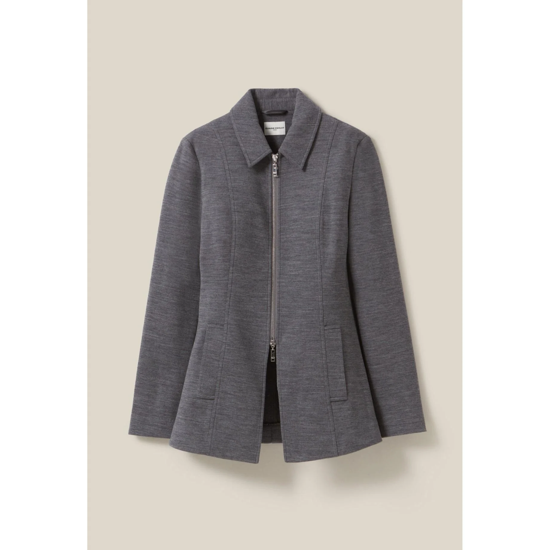 Veste Cintrée Zippée Grise - Image 6