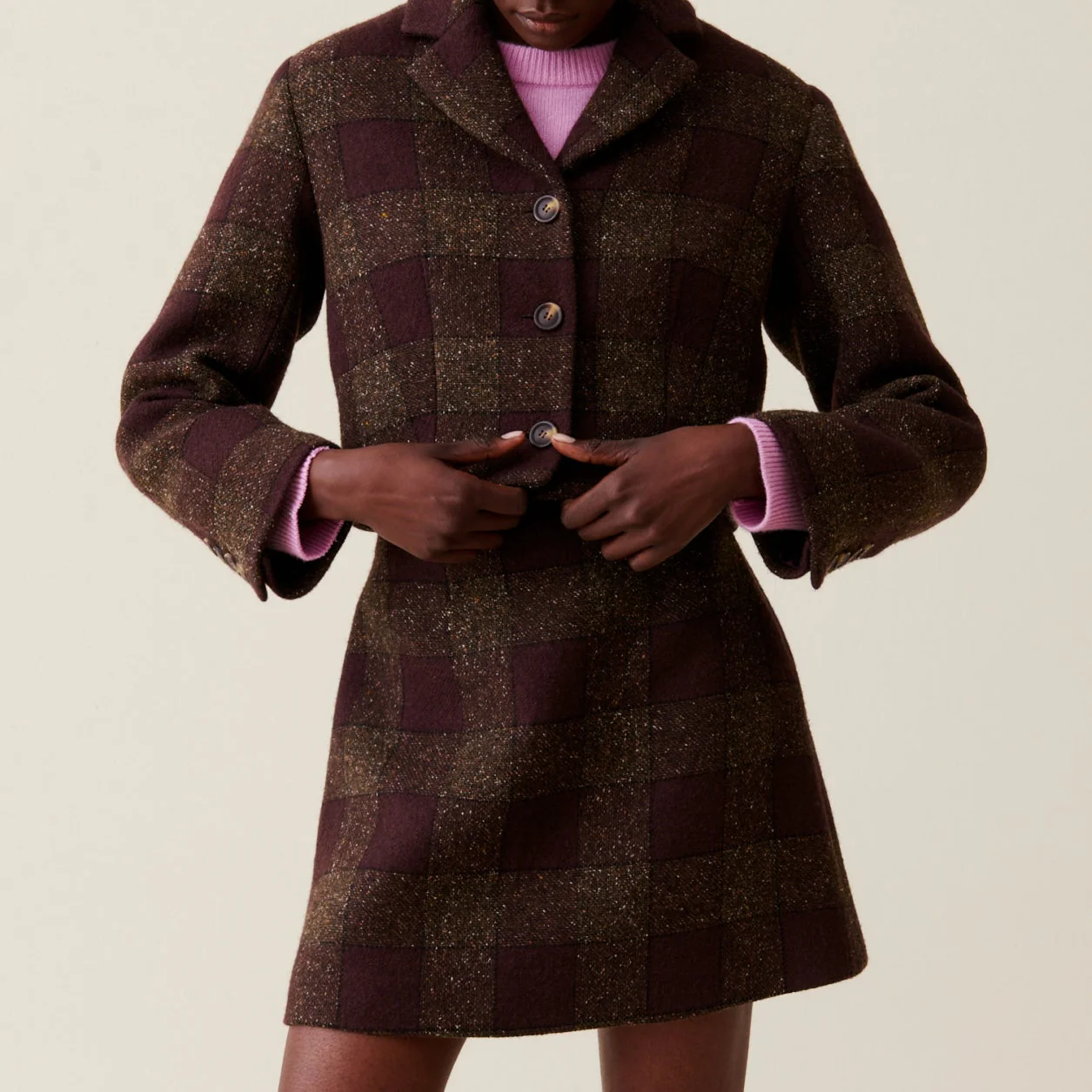 Veste Courte Carreaux Boutonnée - Image 2