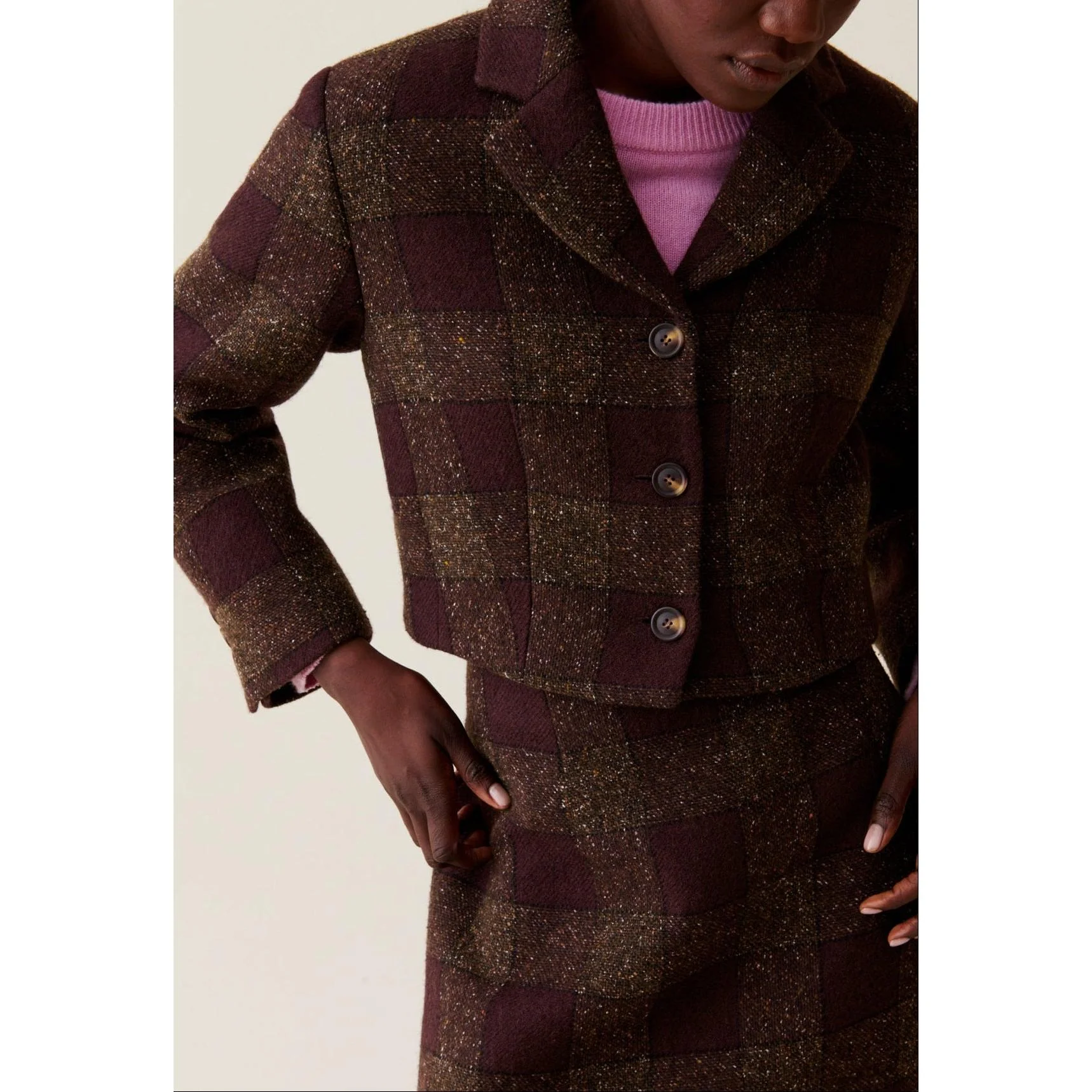 Veste Courte Carreaux Boutonnée - Image 3