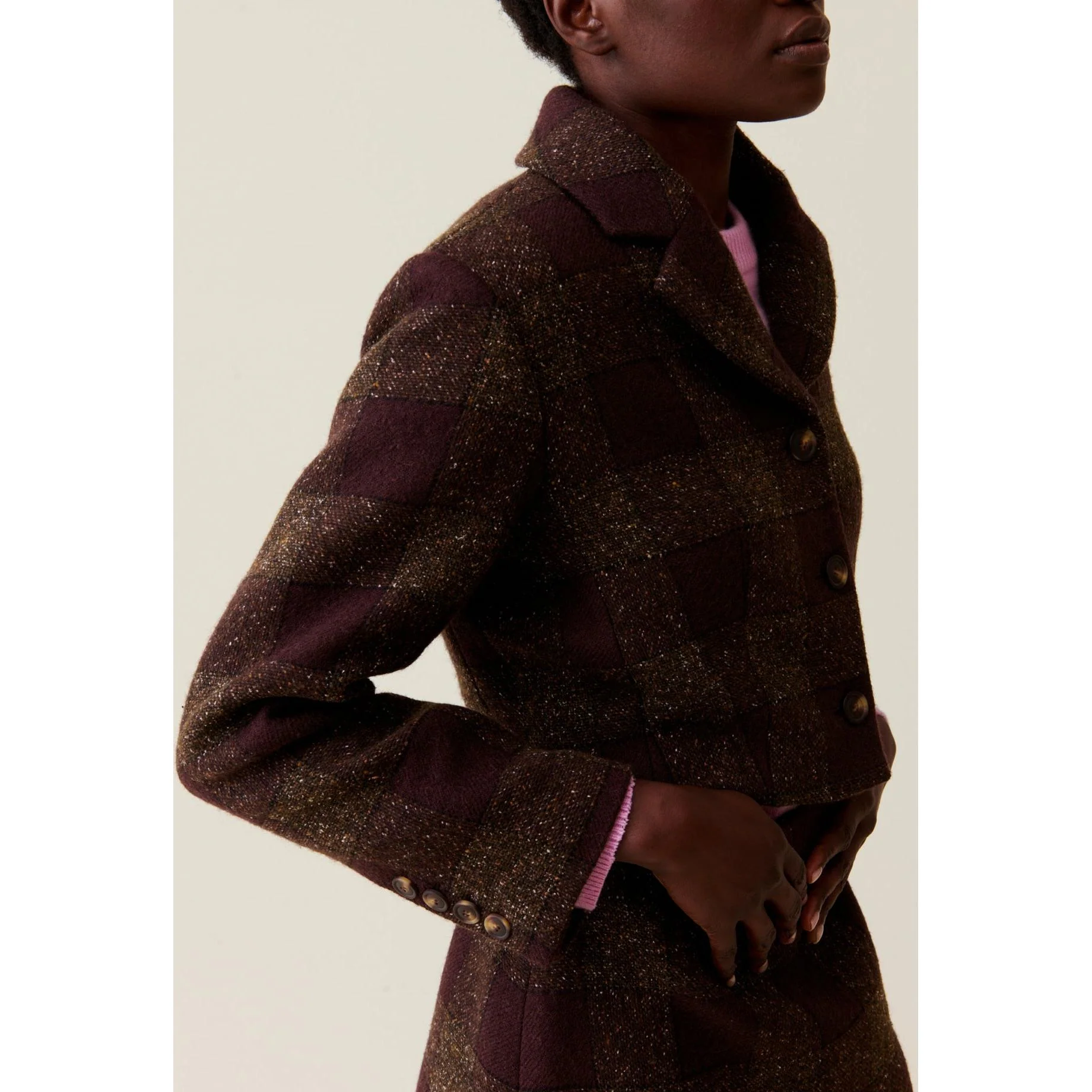 Veste Courte Carreaux Boutonnée - Image 4