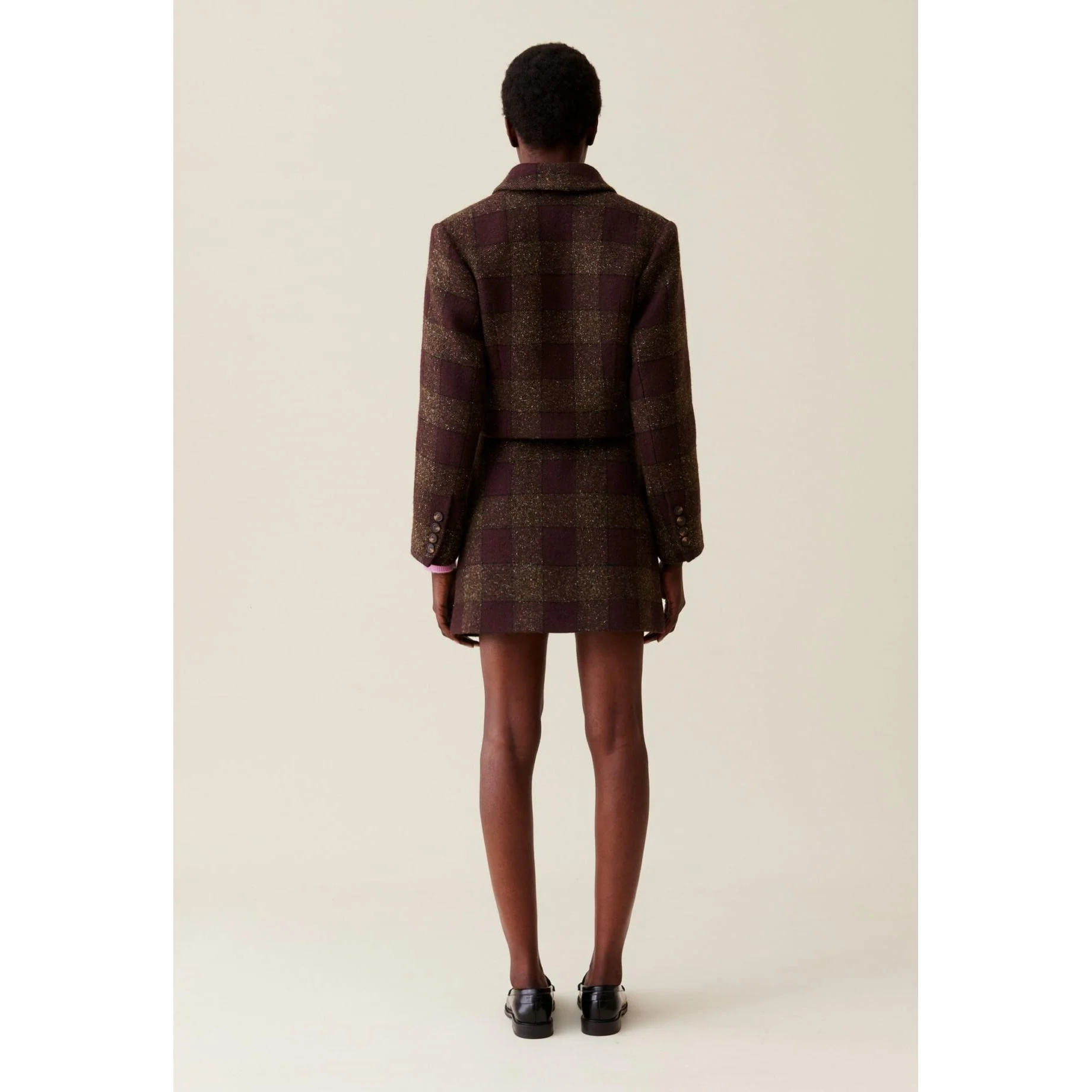 Veste Courte Carreaux Boutonnée - Image 5