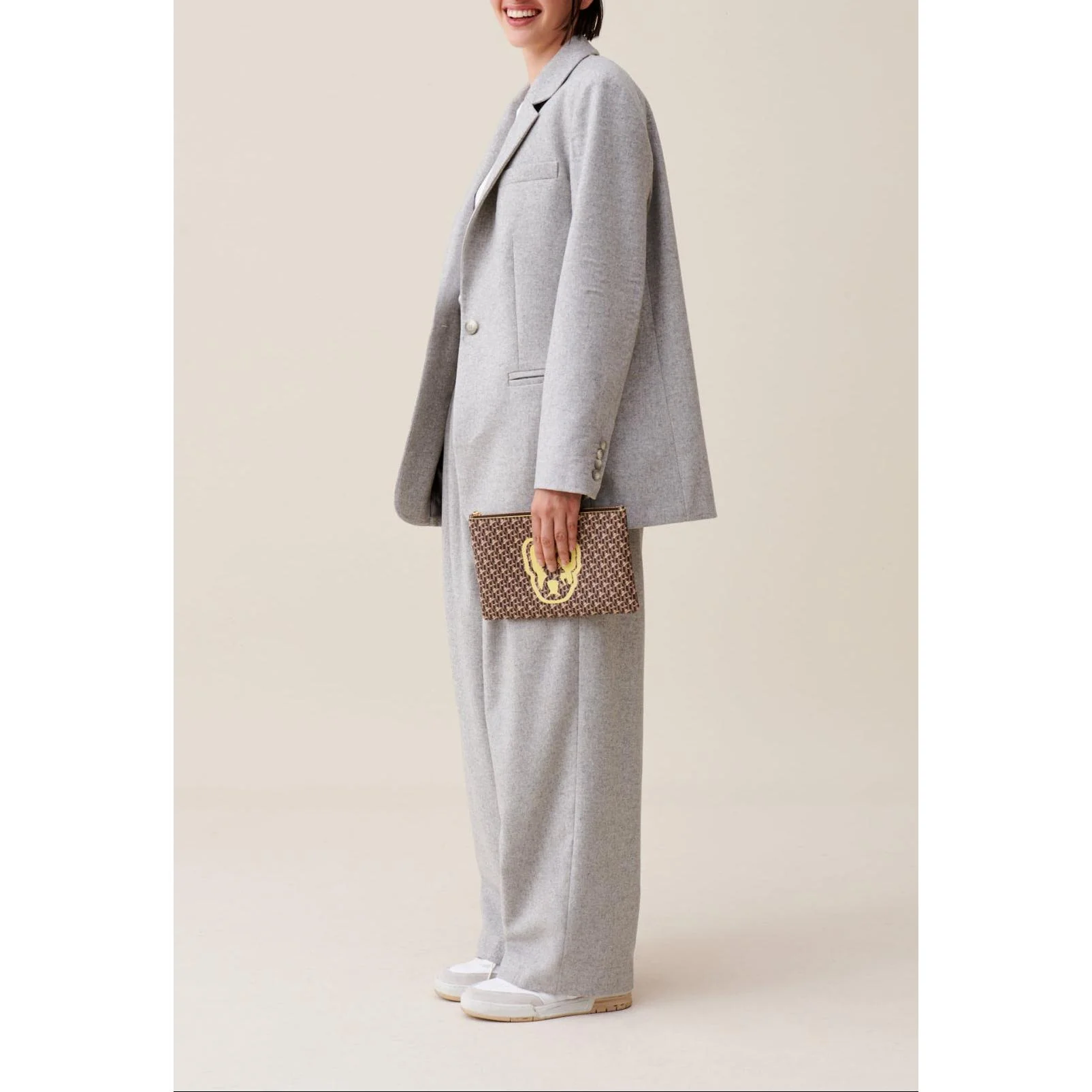 Veste Tailleur Gris Laine Mélangée - Image 2