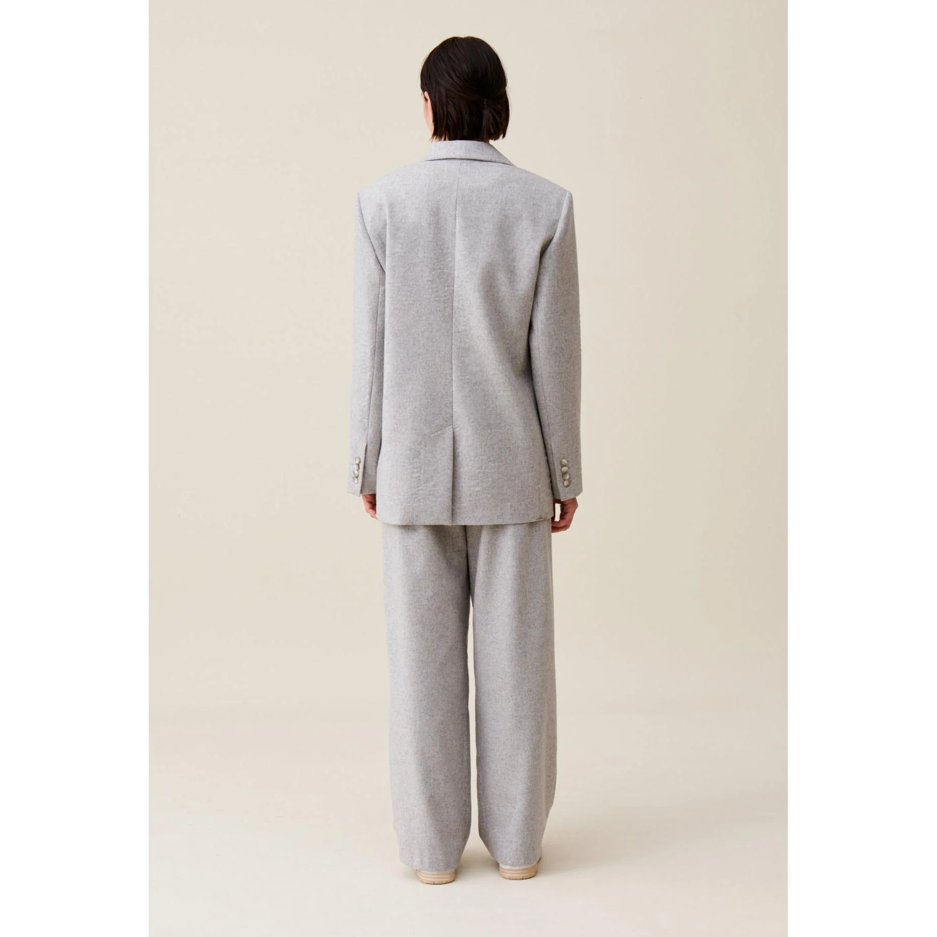 Veste Tailleur Gris Laine Mélangée - Image 4