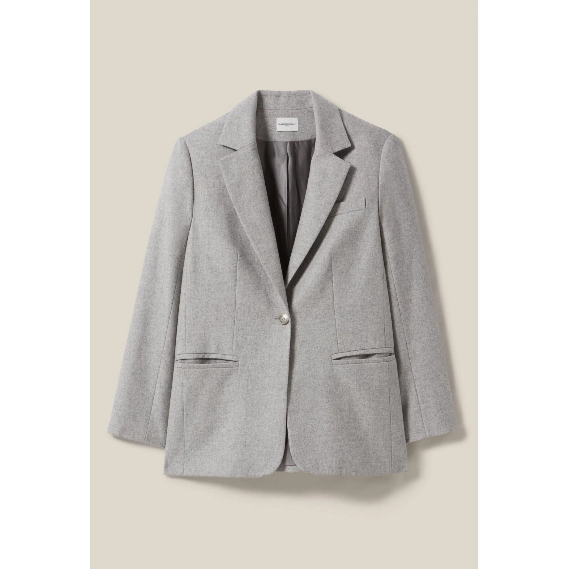 Veste Tailleur Gris Laine Mélangée - Image 5