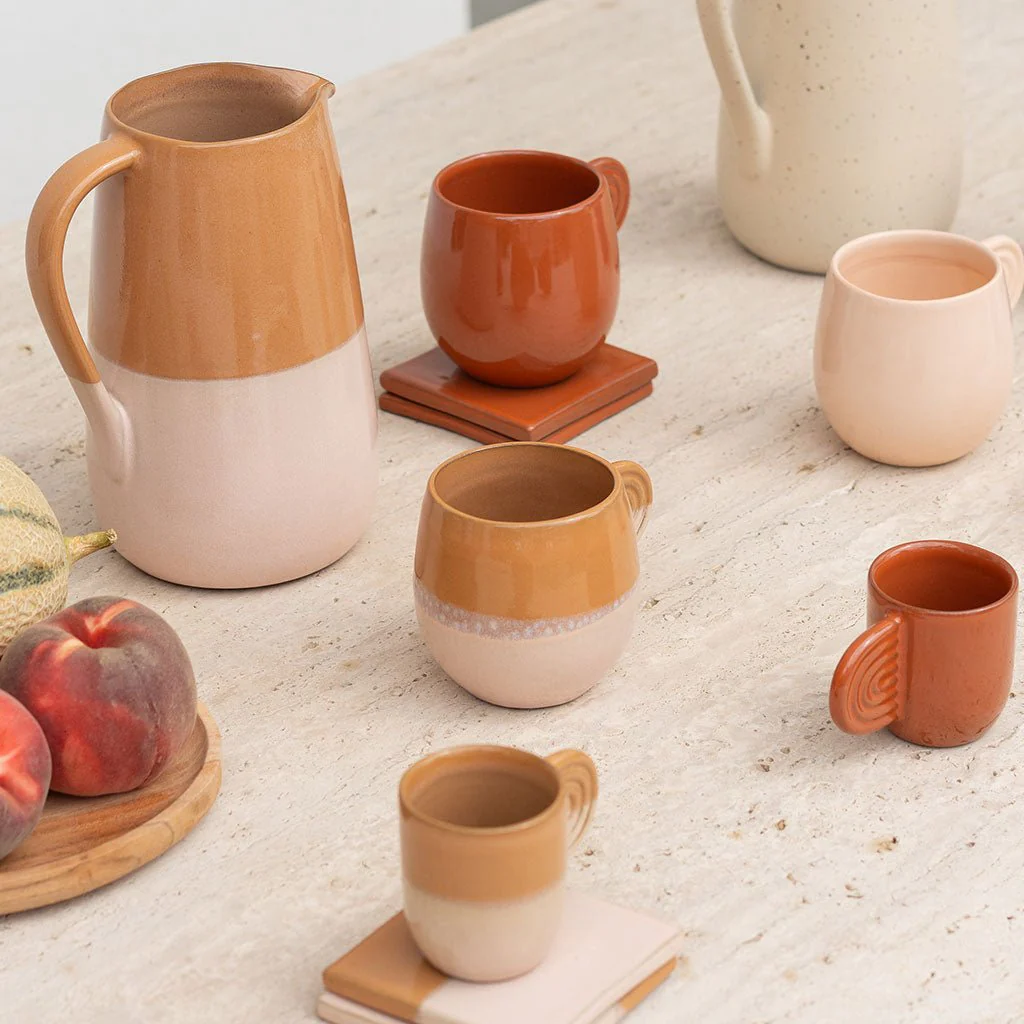 Coffret 1 Pichet Et 2 Mugs En Céramique Ambre - Bicolore - Image 2