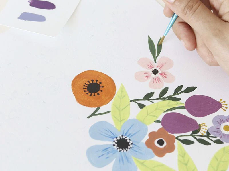 Coffret Peinture Au Numéro - Petit Pinceau - Flowers Par Art.Iisan - Image 3
