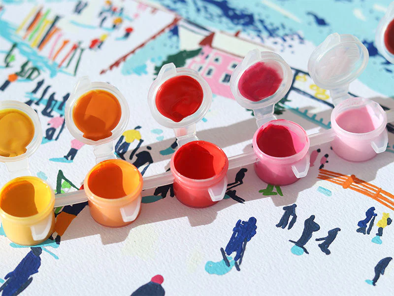 Coffret Peinture Au Numéro - Petit Pinceau - Skiing Among Montains Par Katie Smith - Image 3