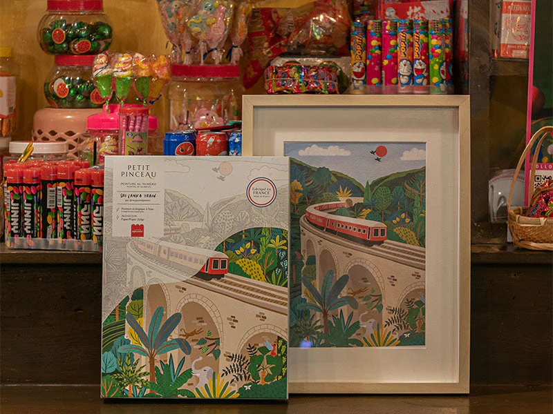 Coffret Peinture Au Numéro - Petit Pinceau - Sri-Lanka Train Par Maja Tomljanovic - Image 2