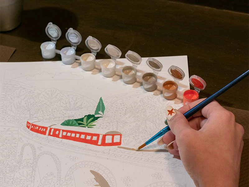 Coffret Peinture Au Numéro - Petit Pinceau - Sri-Lanka Train Par Maja Tomljanovic - Image 3