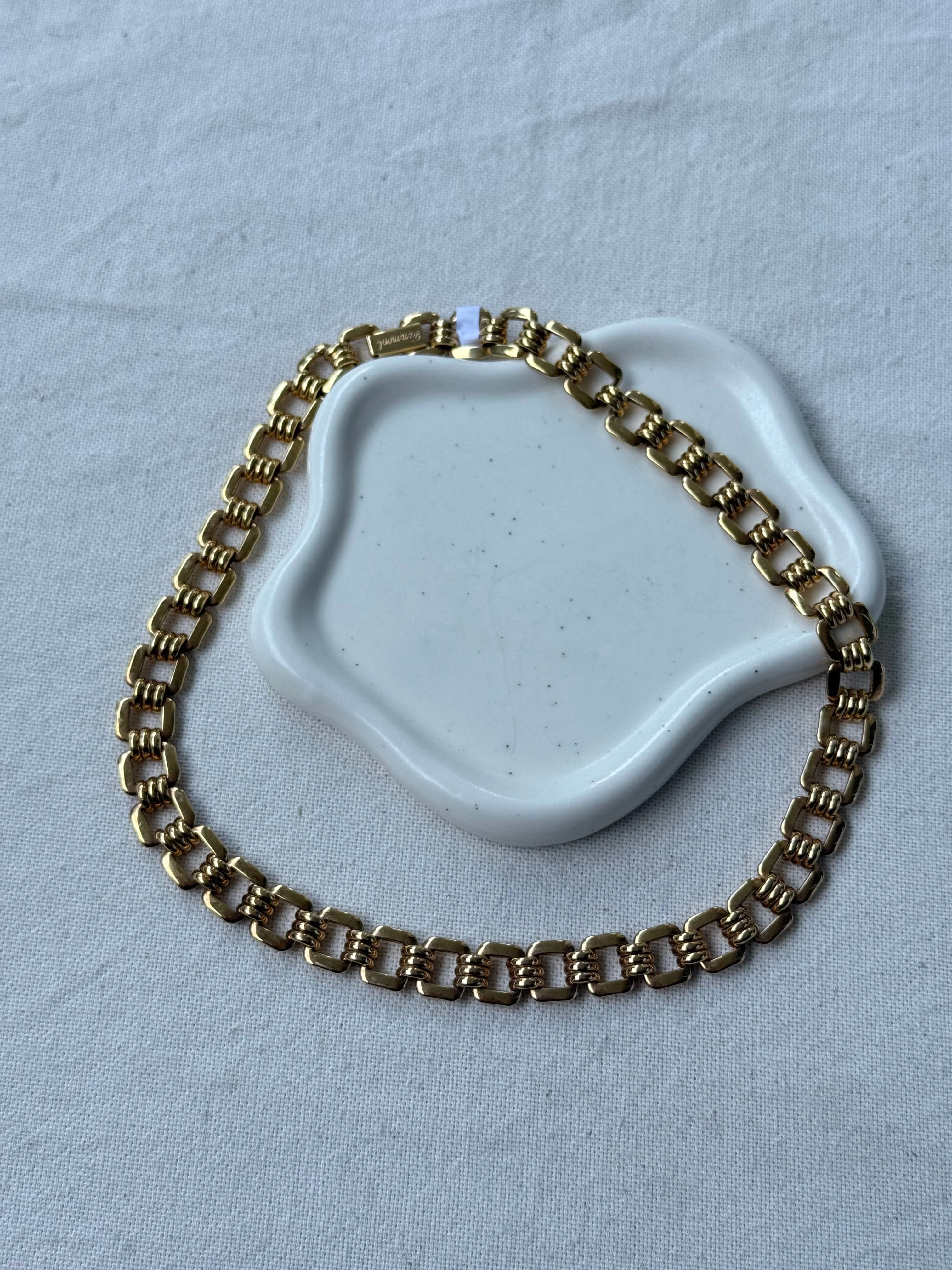Collier Doré Vintage - Maillons Carrés Dorés - Image 2