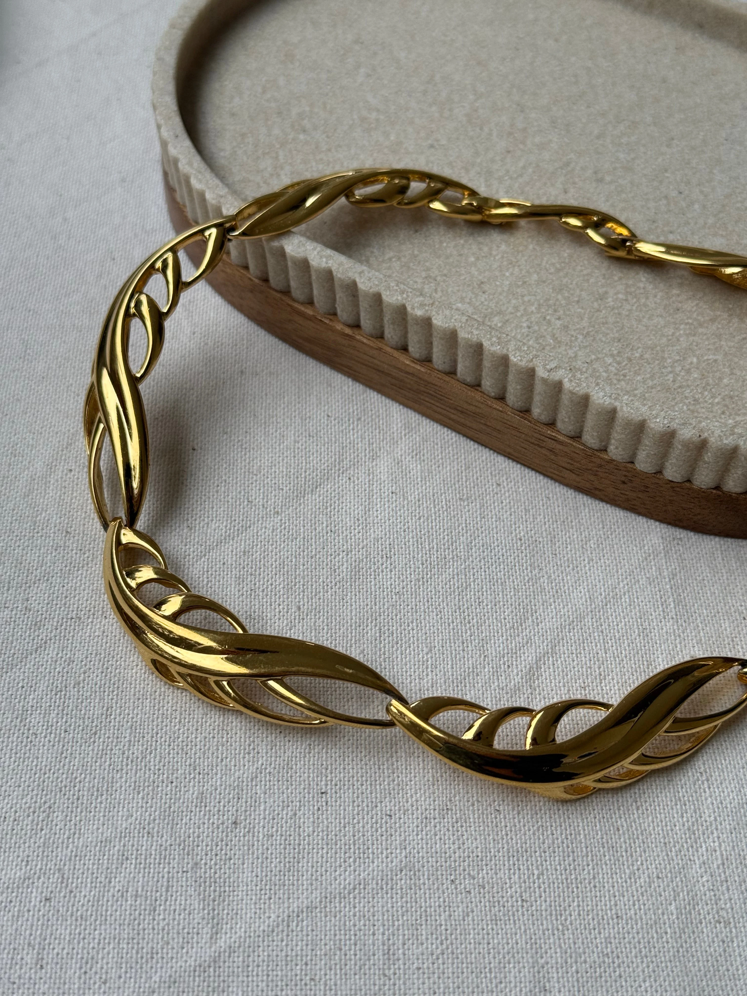 Collier Monet Vintage - Maillons Ajourés Feuillage - Image 3