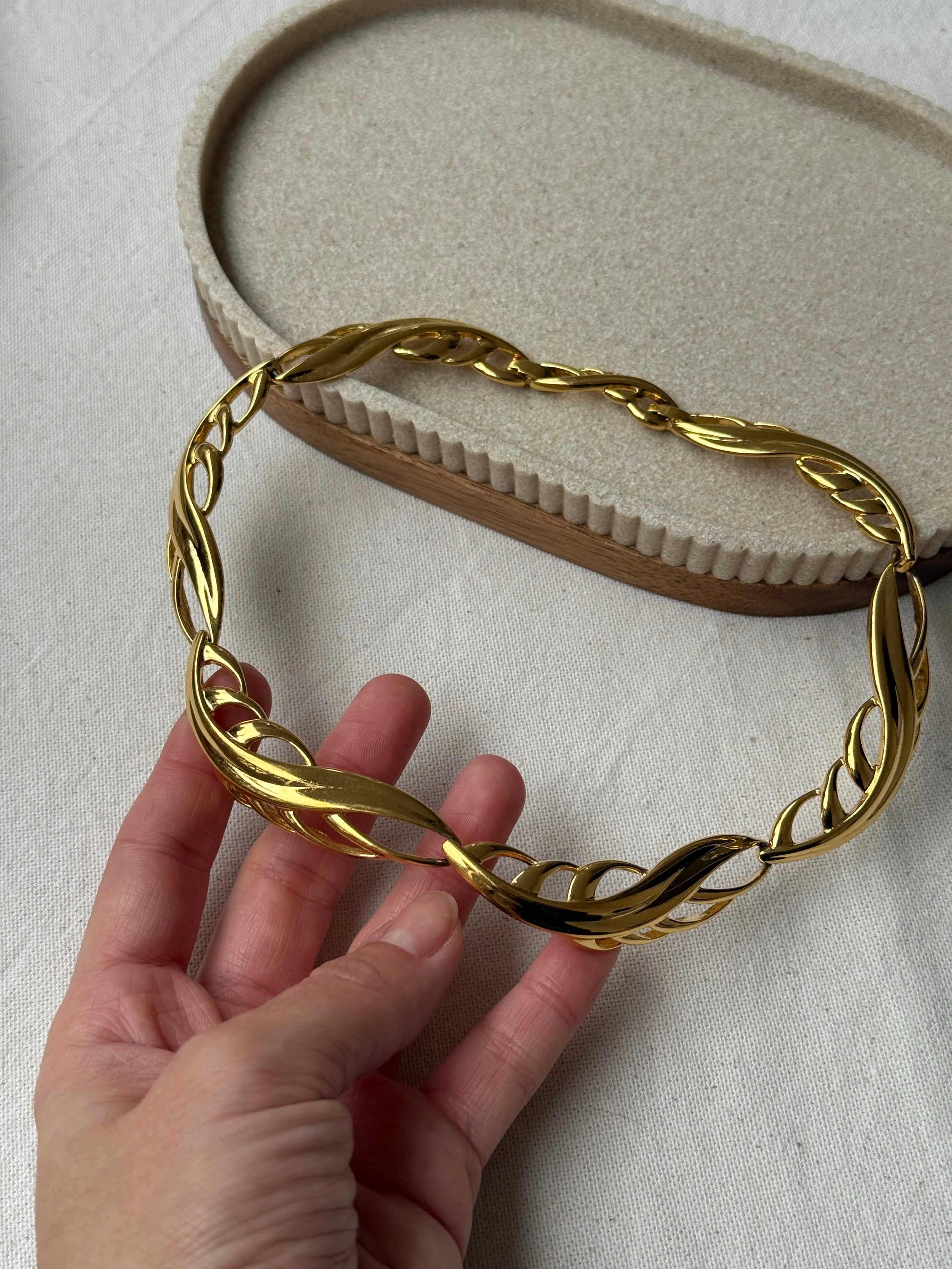 Collier Monet Vintage - Maillons Ajourés Feuillage - Image 4