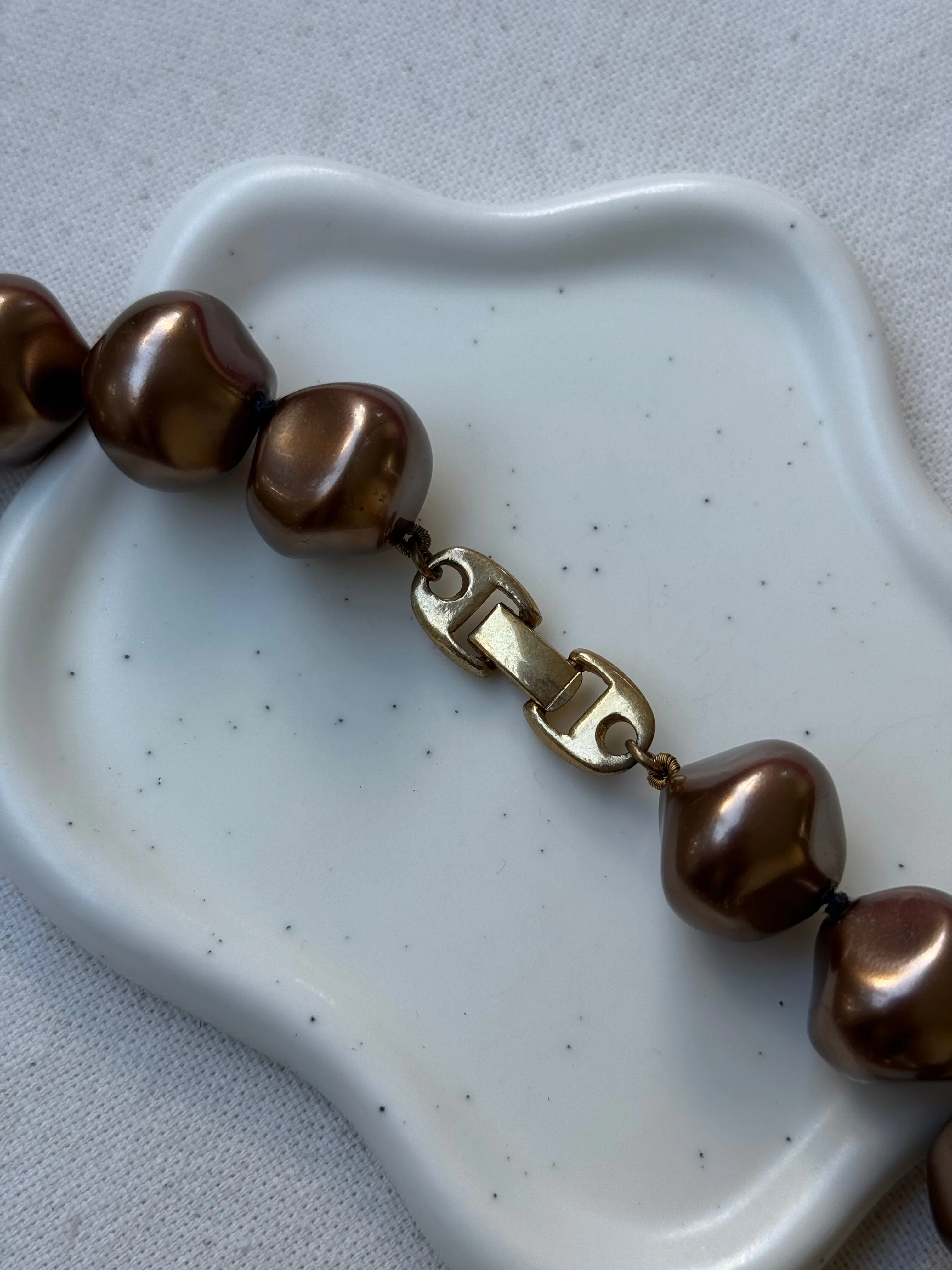 Collier Vintage - Perles Marron Glacé - Image 4