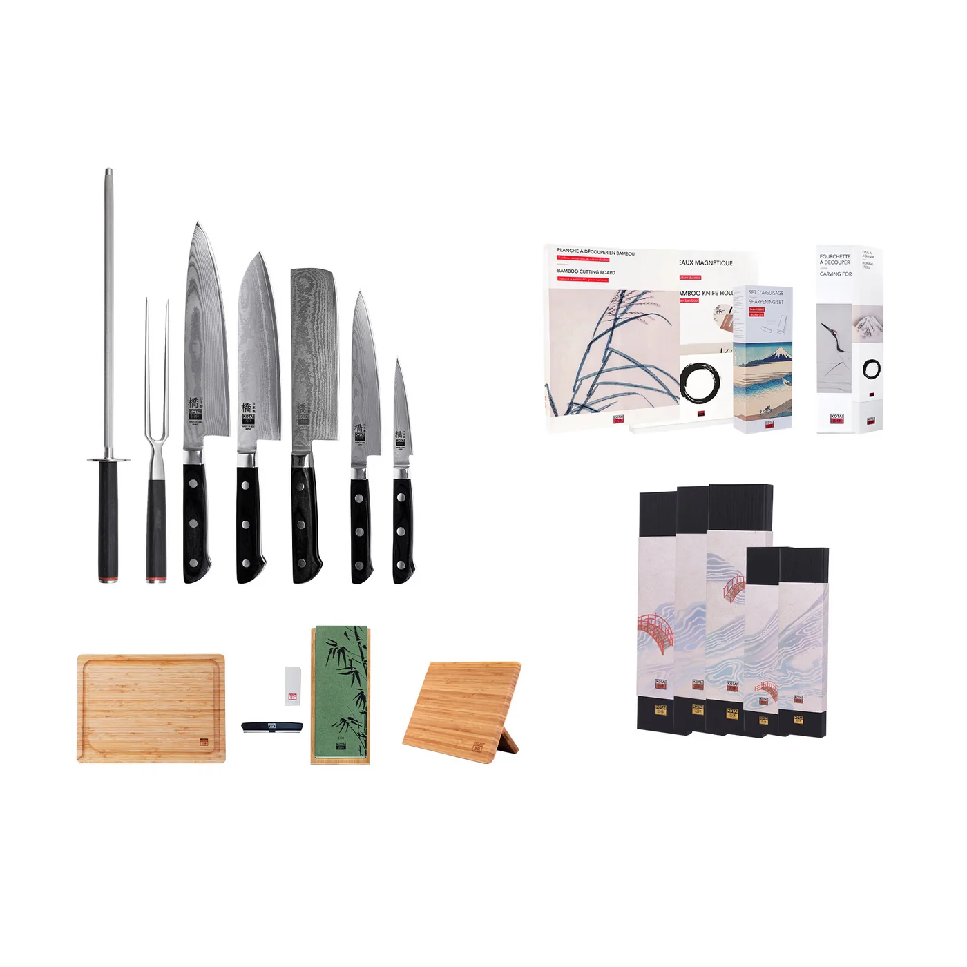 Collection Hashi Damas - Set Complet Deluxe 10 pièces : 5 couteaux + 5 accessoires - Image 2