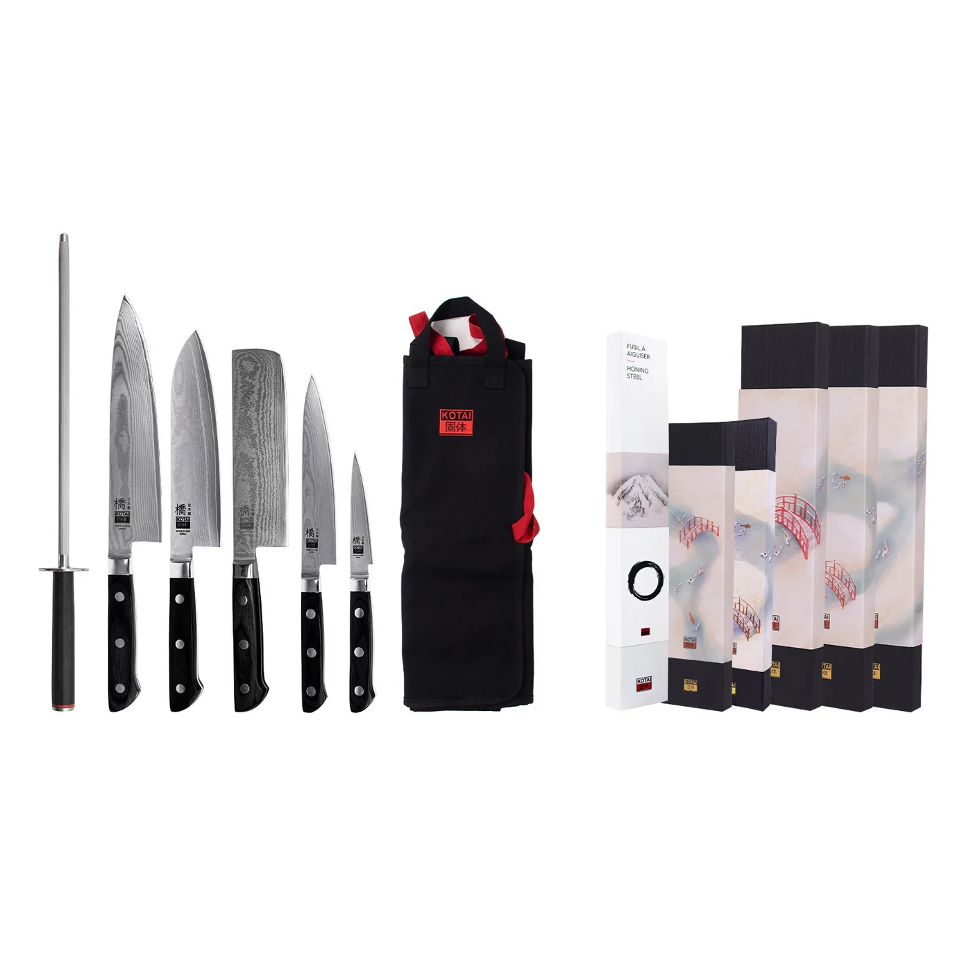 Collection Hashi Damas - Set Complet Nomade 7 pièces : 5 couteaux + 2 Accessoires - Image 2