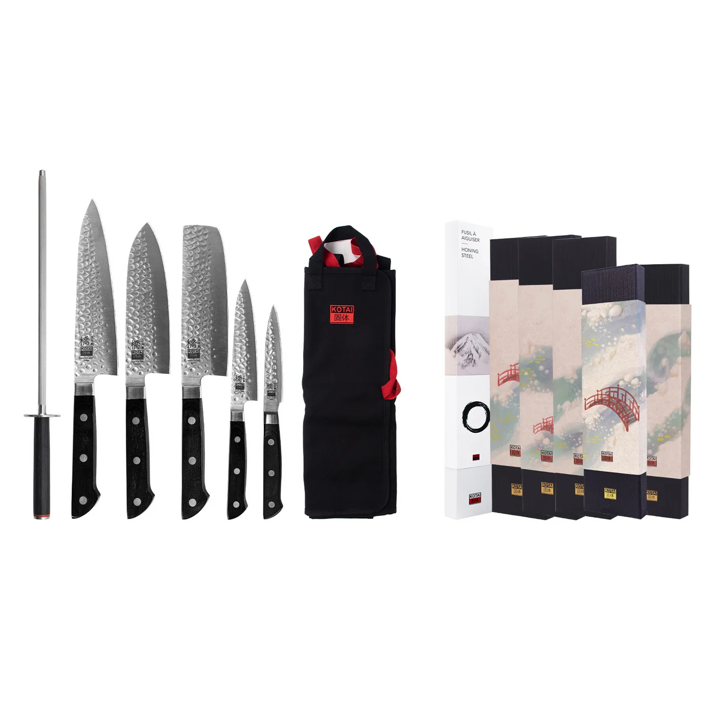 Collection Hashi Tsuchime - Set Complet Nomade 7 pièces : 5 couteaux + 2 Accessoires - Image 2