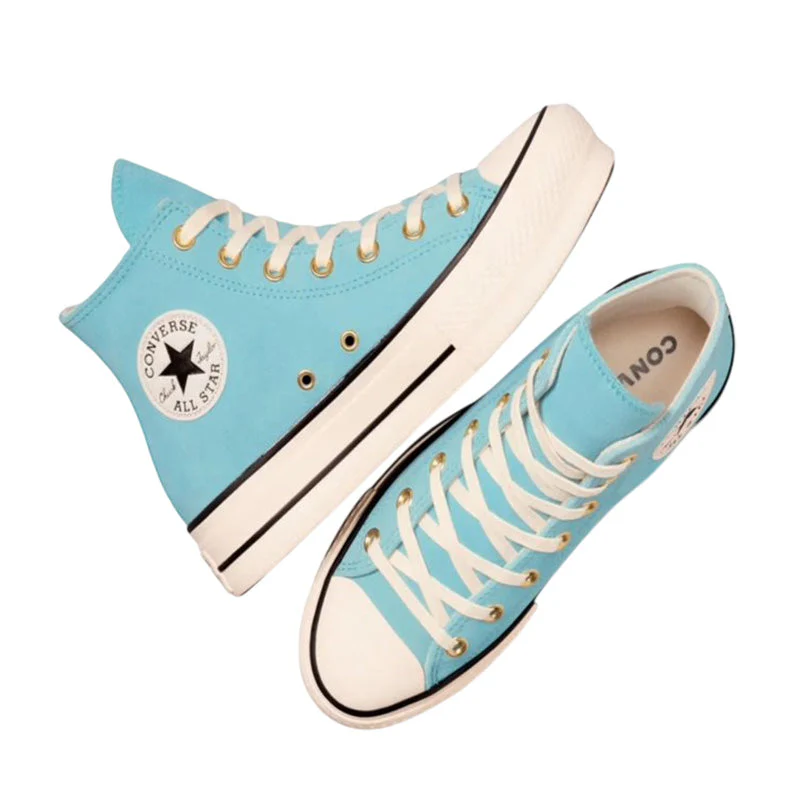 Baskets Femme Converse Hi All Star Lift - Bleu, Gold - Image 3