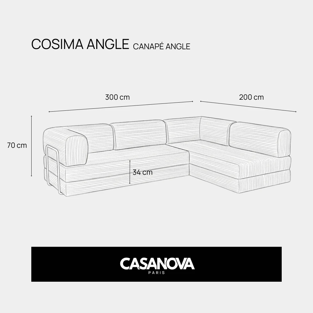 Canapé - Angle Droit - Cosima - Velours Côtelé - Image 11