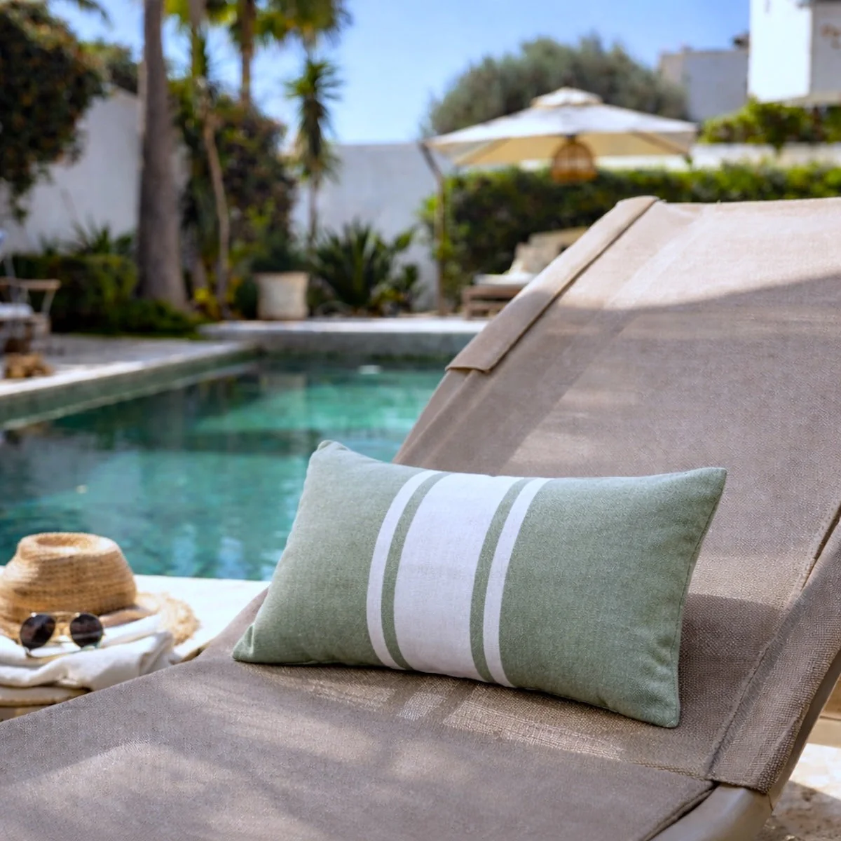 Coussin De Plage - Coton - Vert Sauge - St Tropez - Image 3
