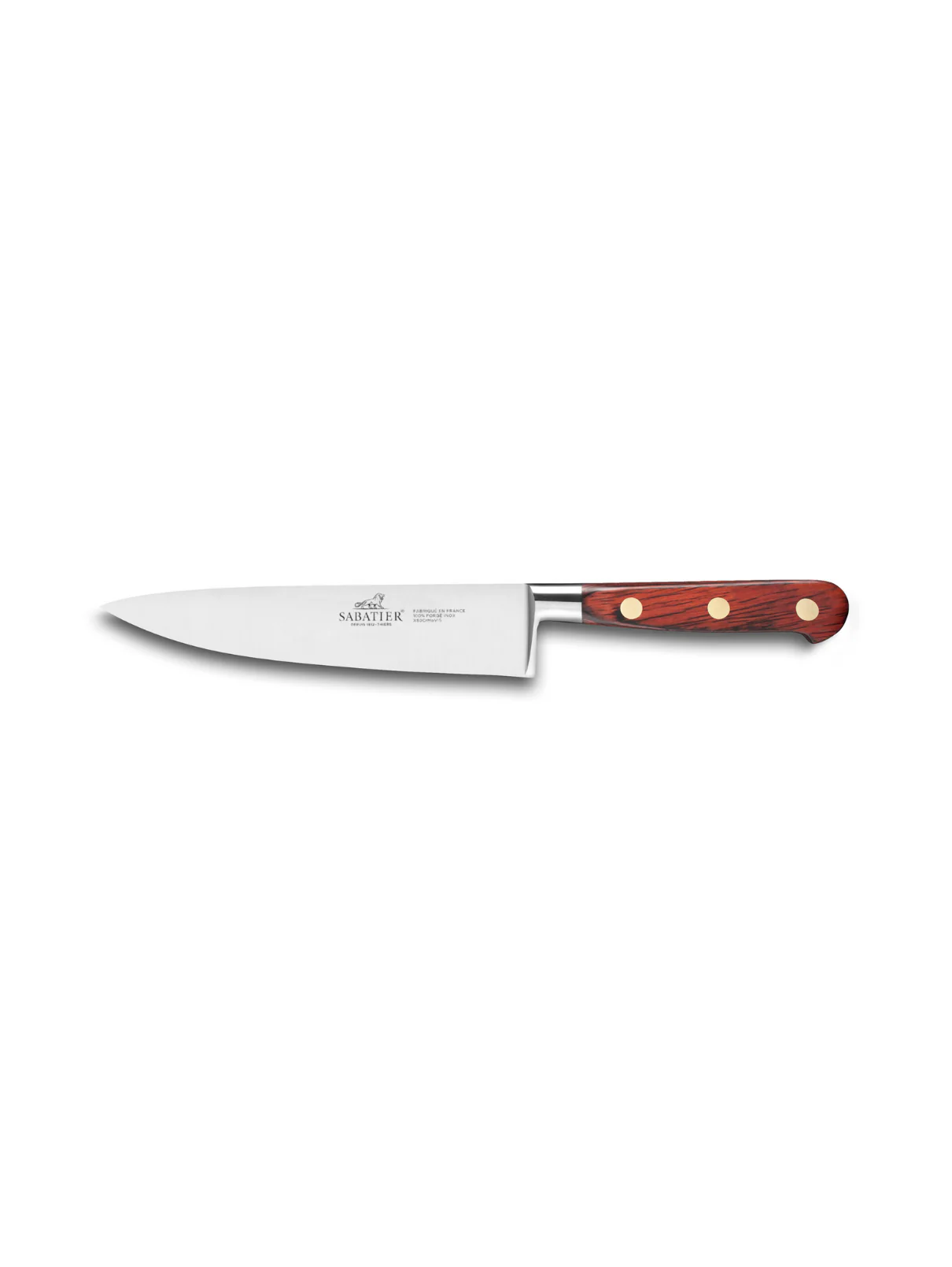 Couteau Chef Ideal Saveur 100% Forgé - - Lame Inox Et Rivets En Laiton - Bois - Image 2