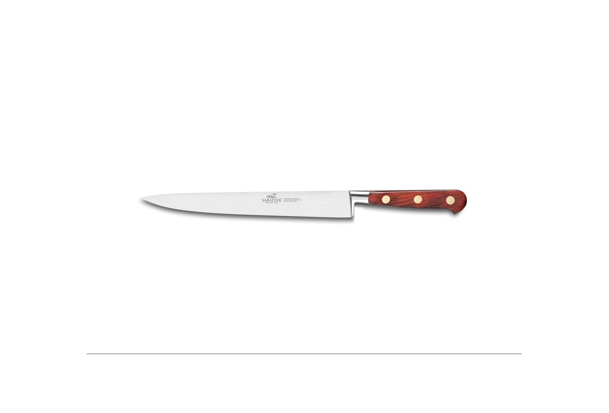 Couteau Tranchelard Ideal Saveur 100% Forgé - - Lame Inox Et Rivets En Laiton - Bois - Image 2