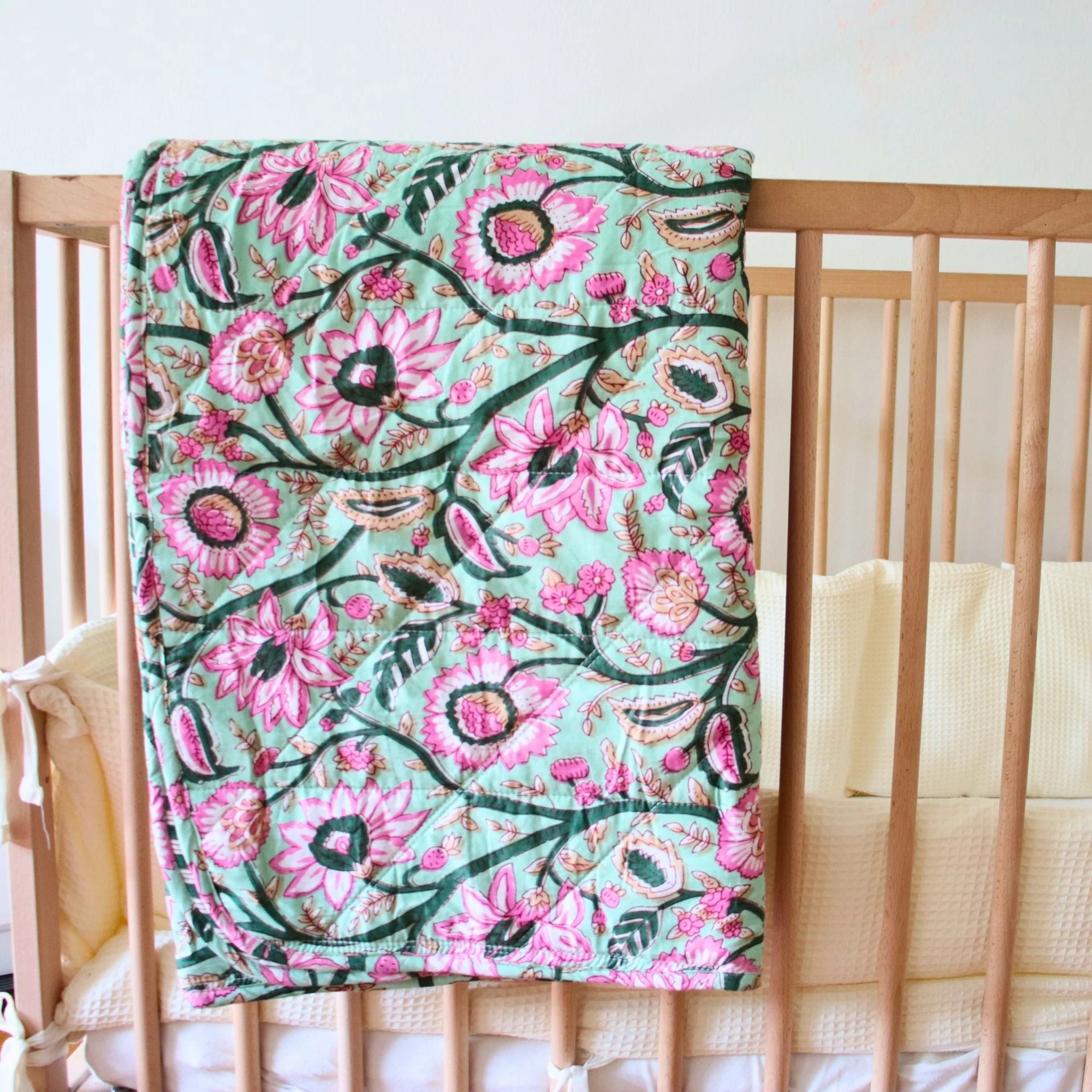 Couverture Bébé Ou Plaid Nur - Mint Floral - Image 2