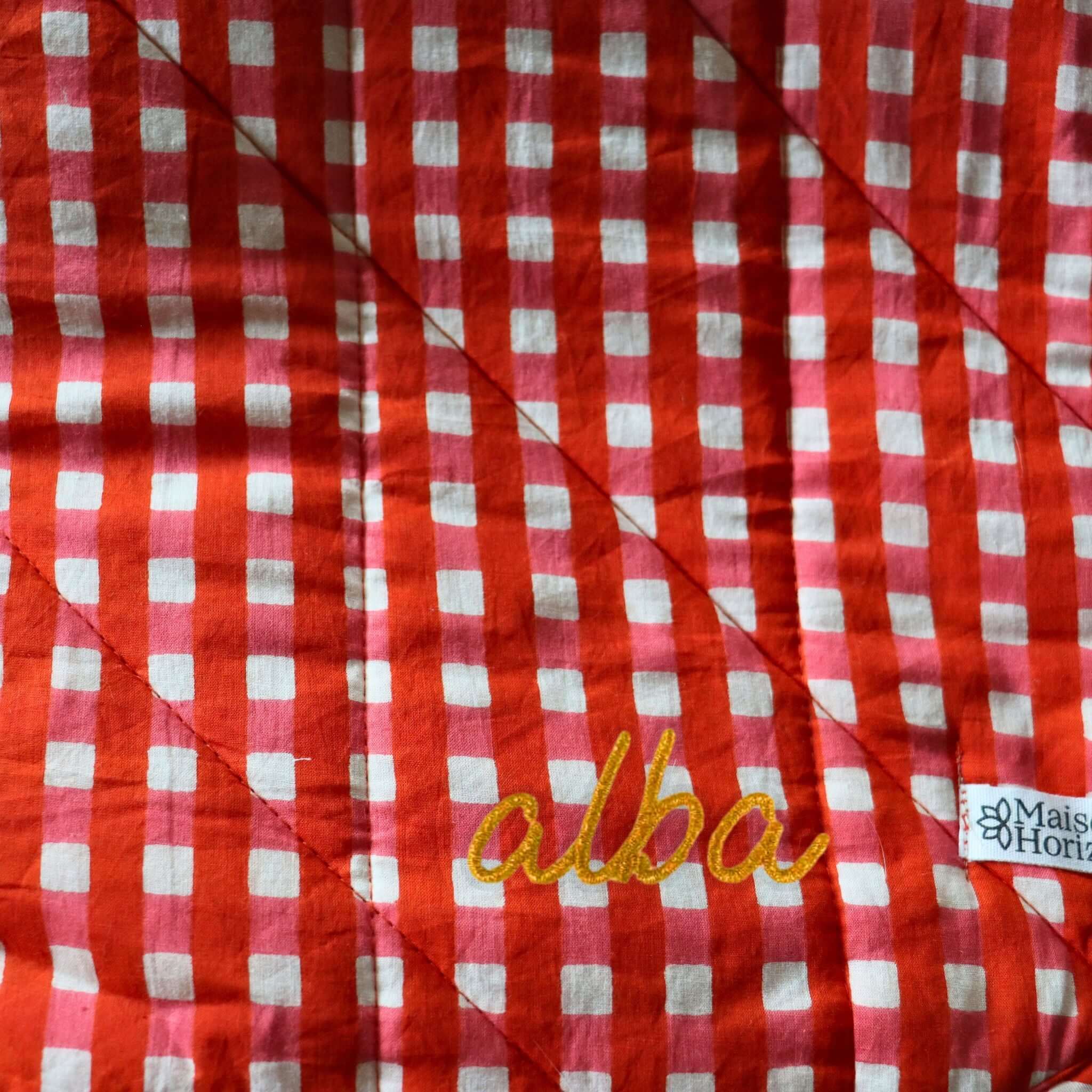 Couverture Bébé Ou Plaid Nur - Vichy Cerise - Image 2