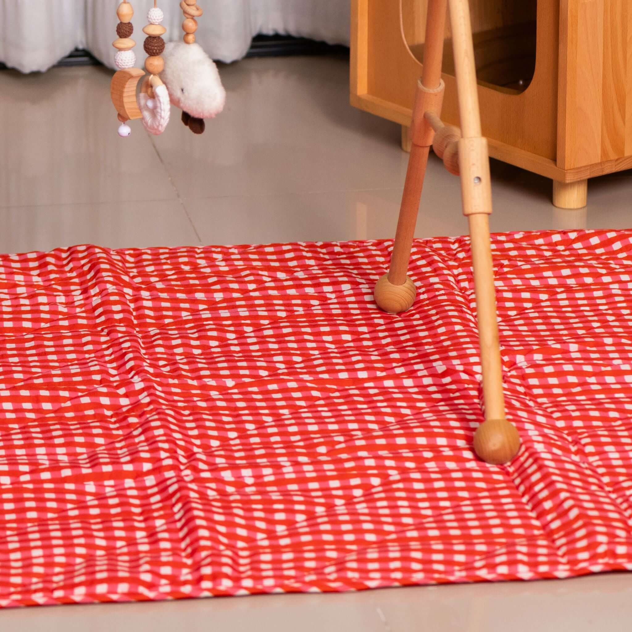 Couverture Bébé Ou Plaid Nur - Vichy Cerise - Image 3