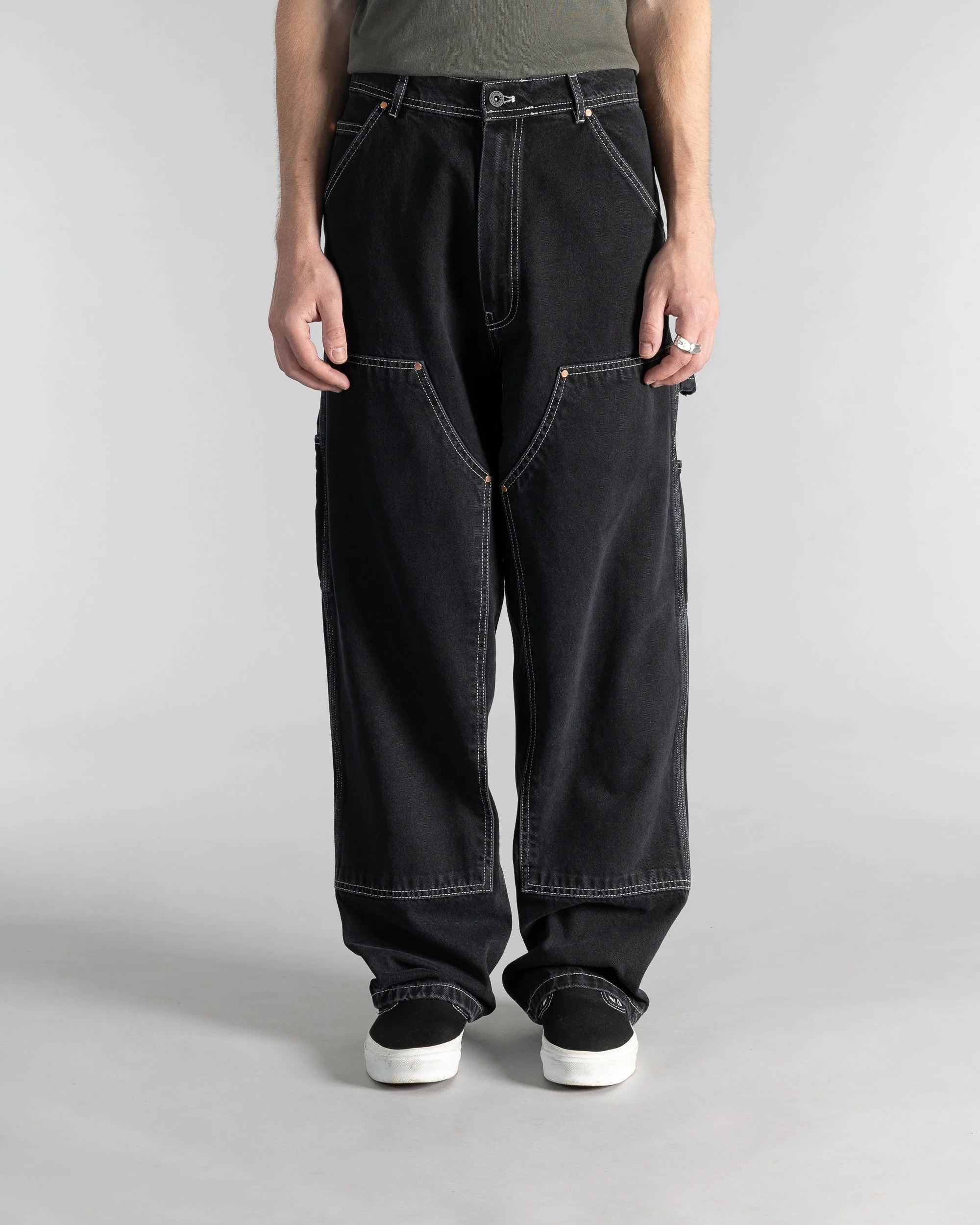 Double Knee Pant - Stonewashed Black Denim - Image 2
