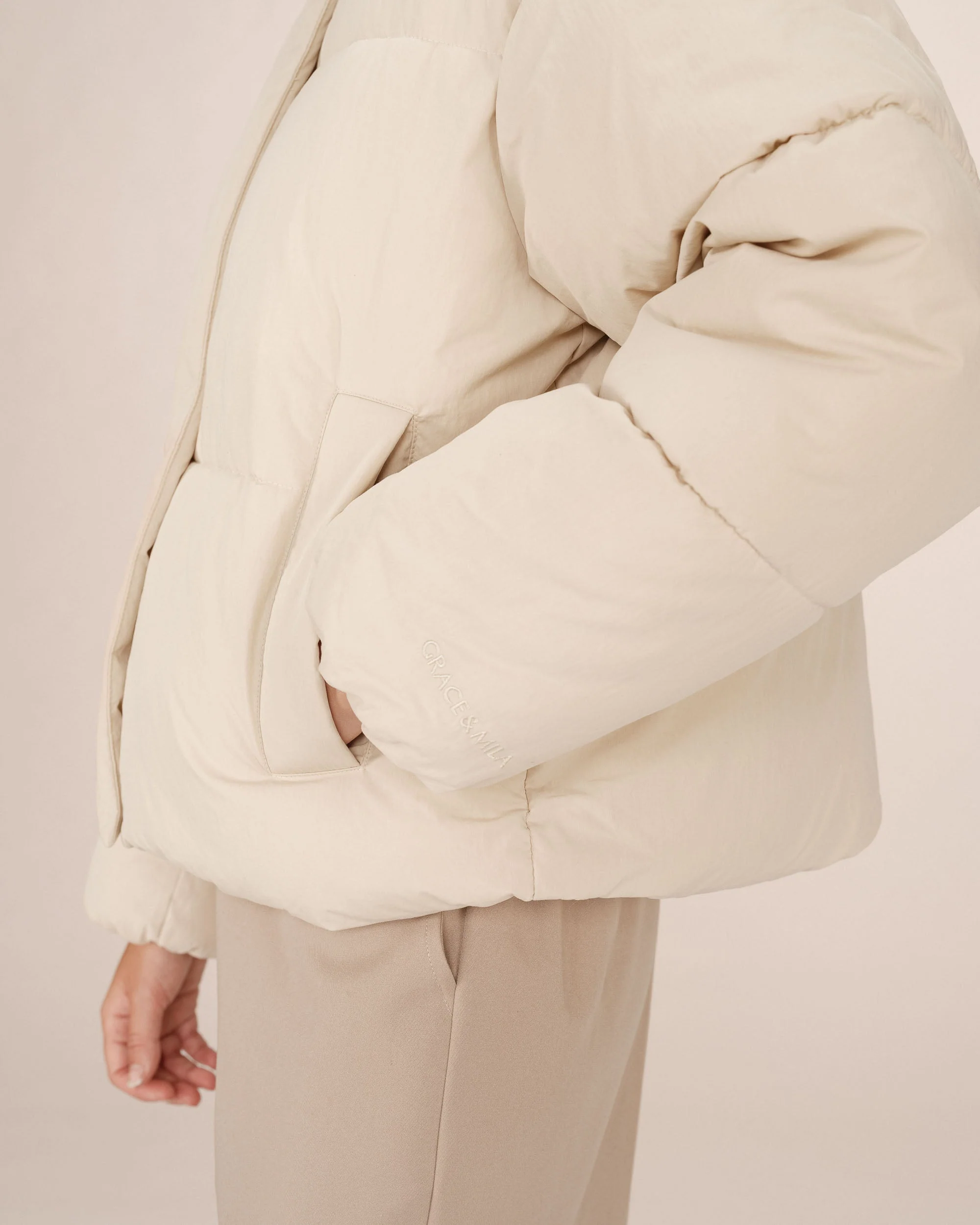 Doudoune Courte Beige Sonic - Image 3
