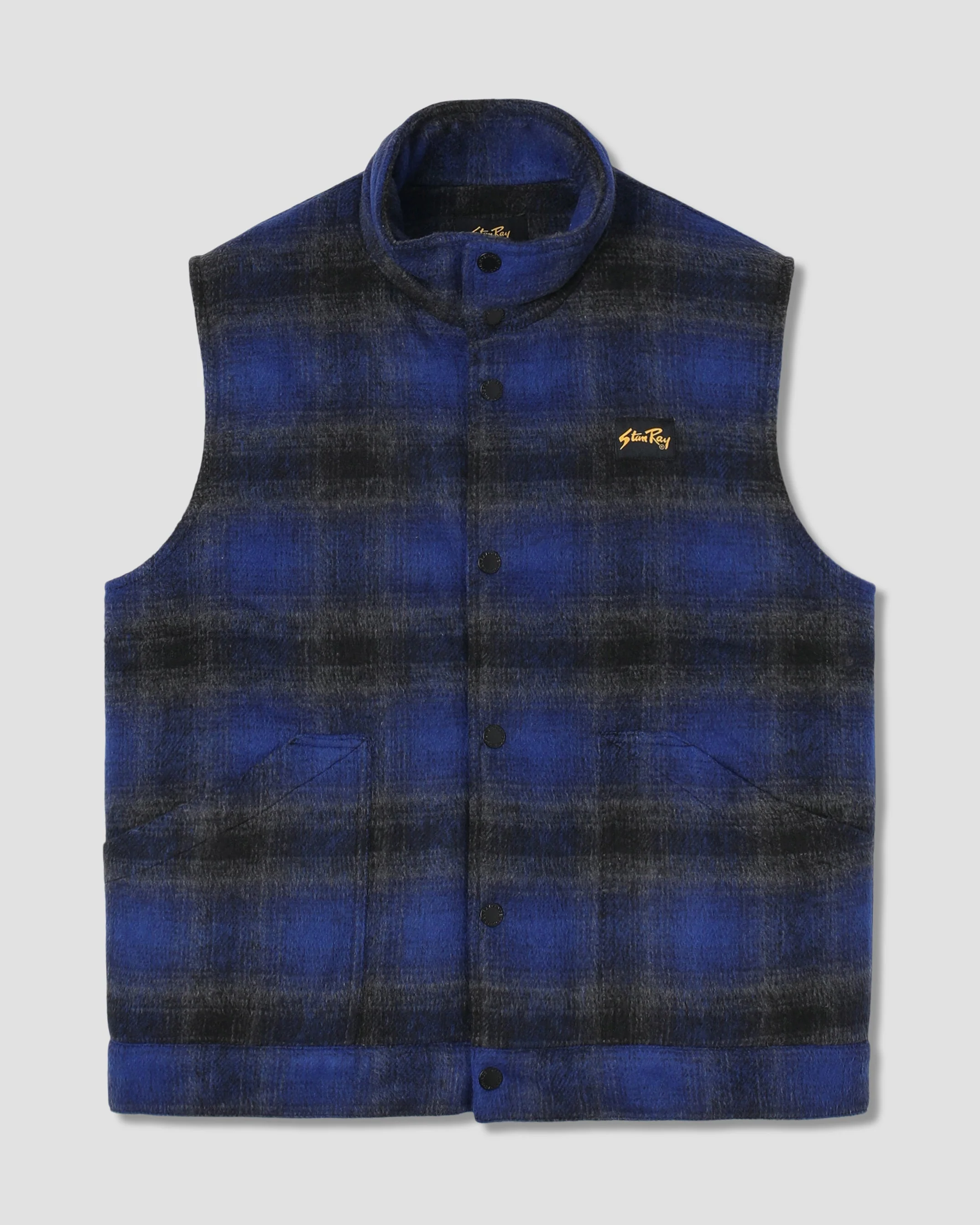 Down Plaid Vest - Navy - Image 2